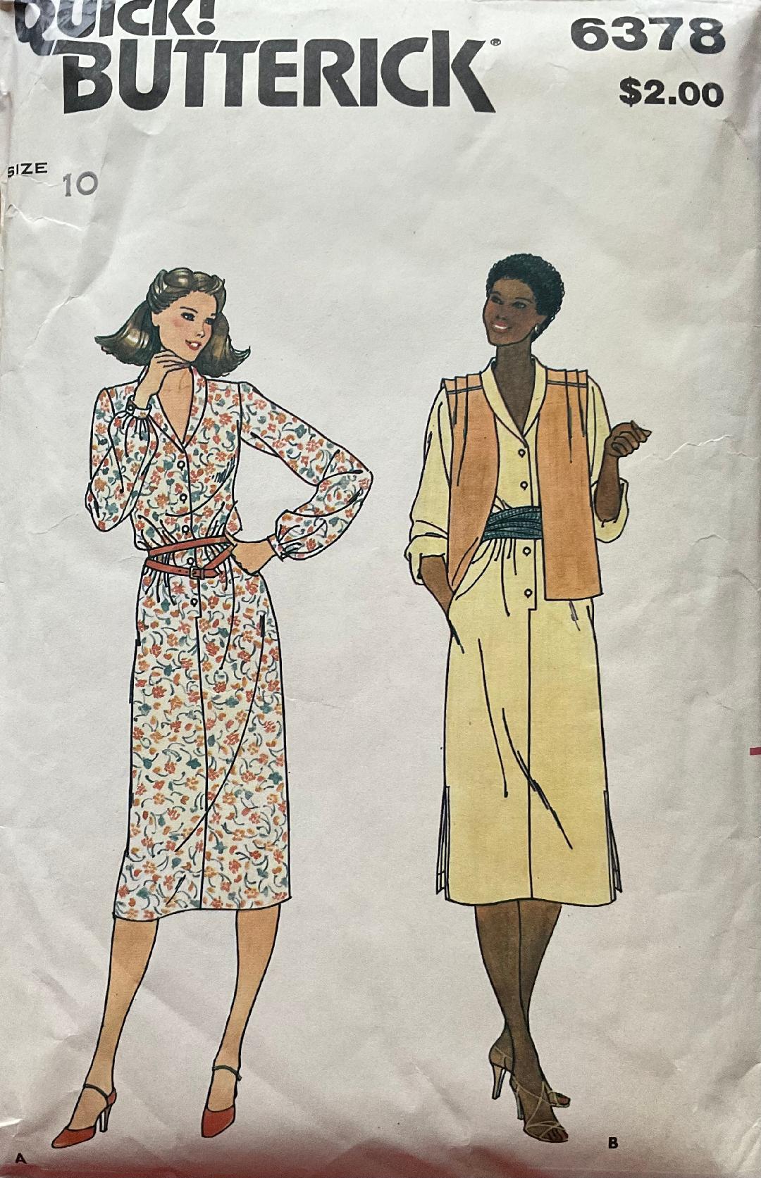 Butterick 6378 Sewing Pattern (Vintage) CUT