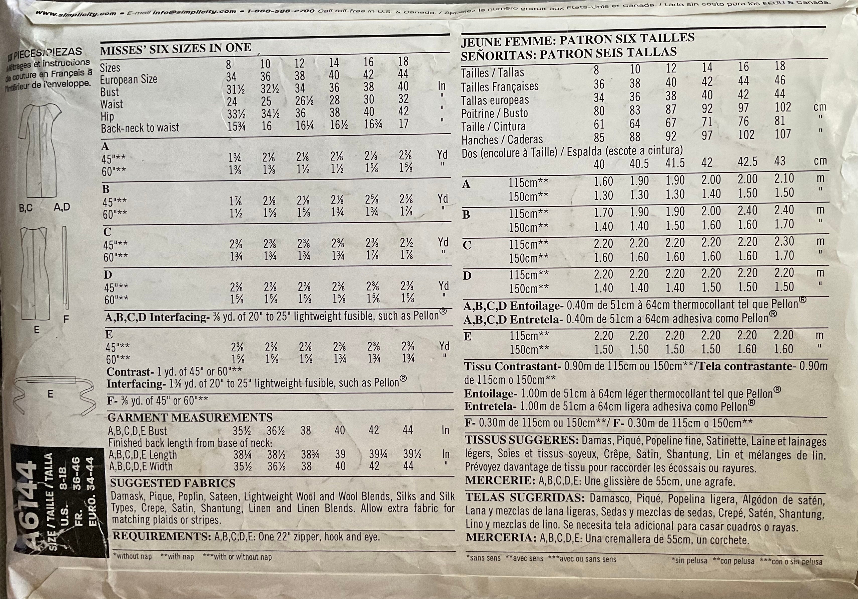 New Look 6144 Sewing Pattern (Vintage) CUT