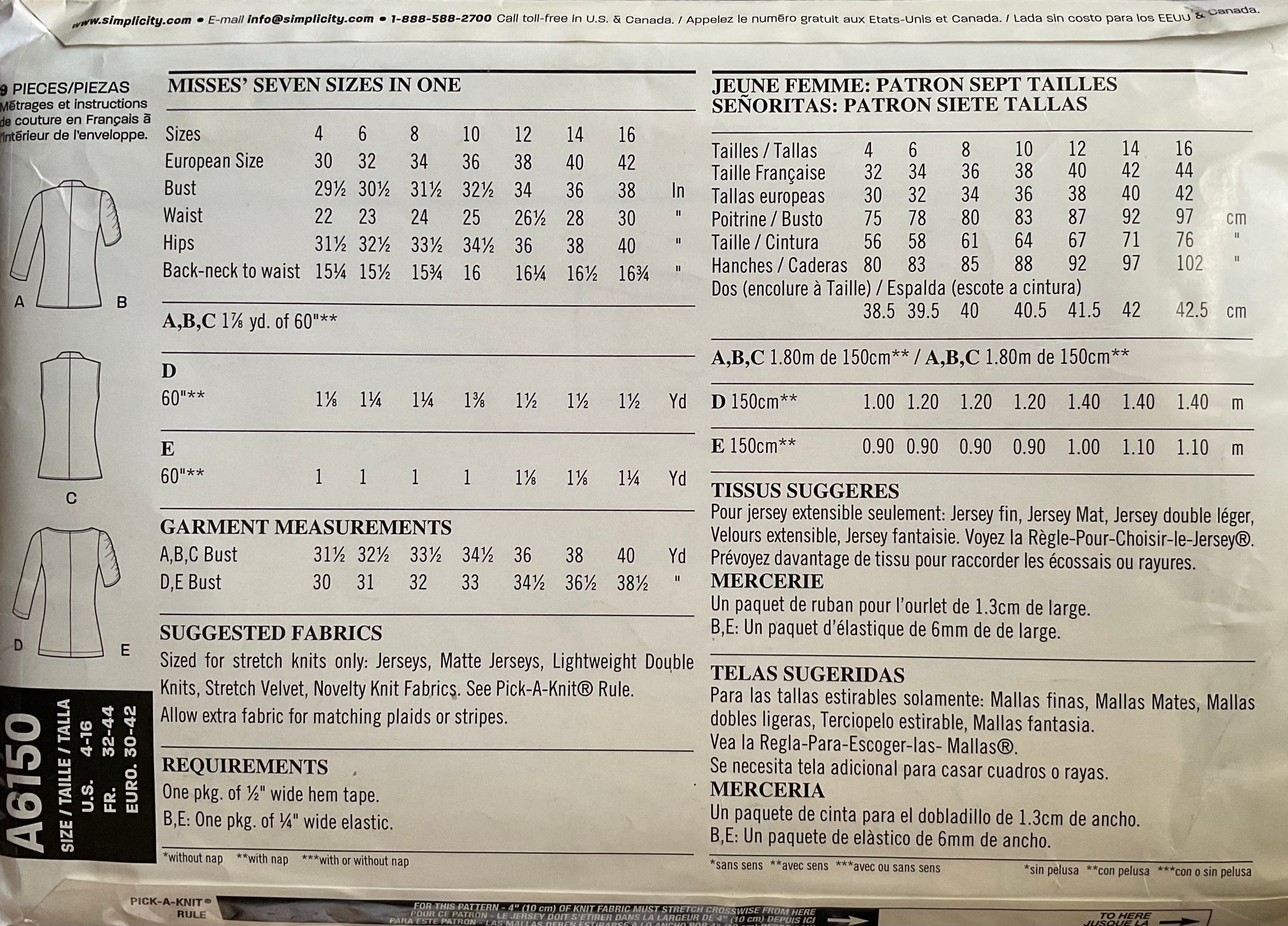 New Look 6150 Sewing Pattern (Vintage) UNCUT