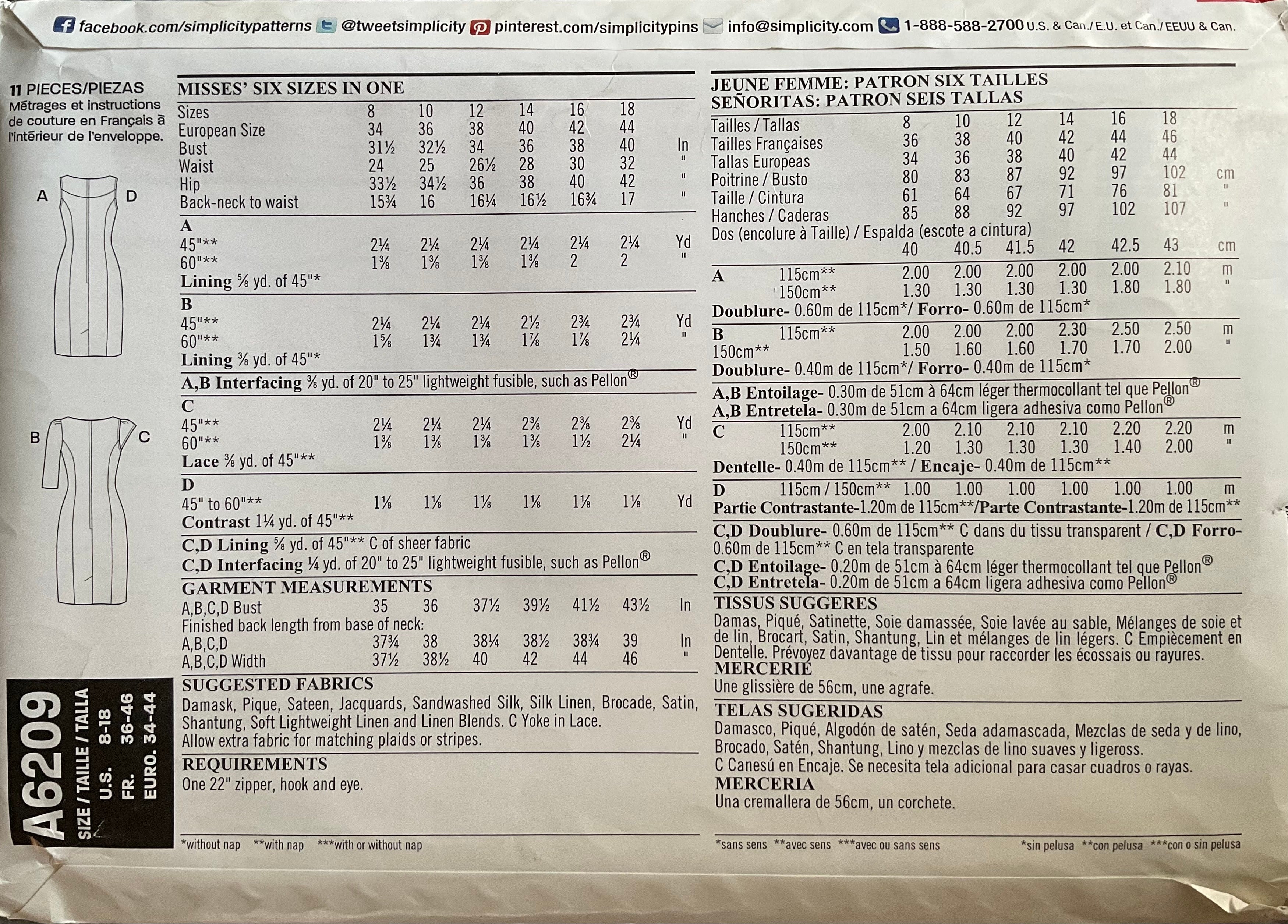 New Look 6209 Sewing Pattern (Vintage) UNCUT