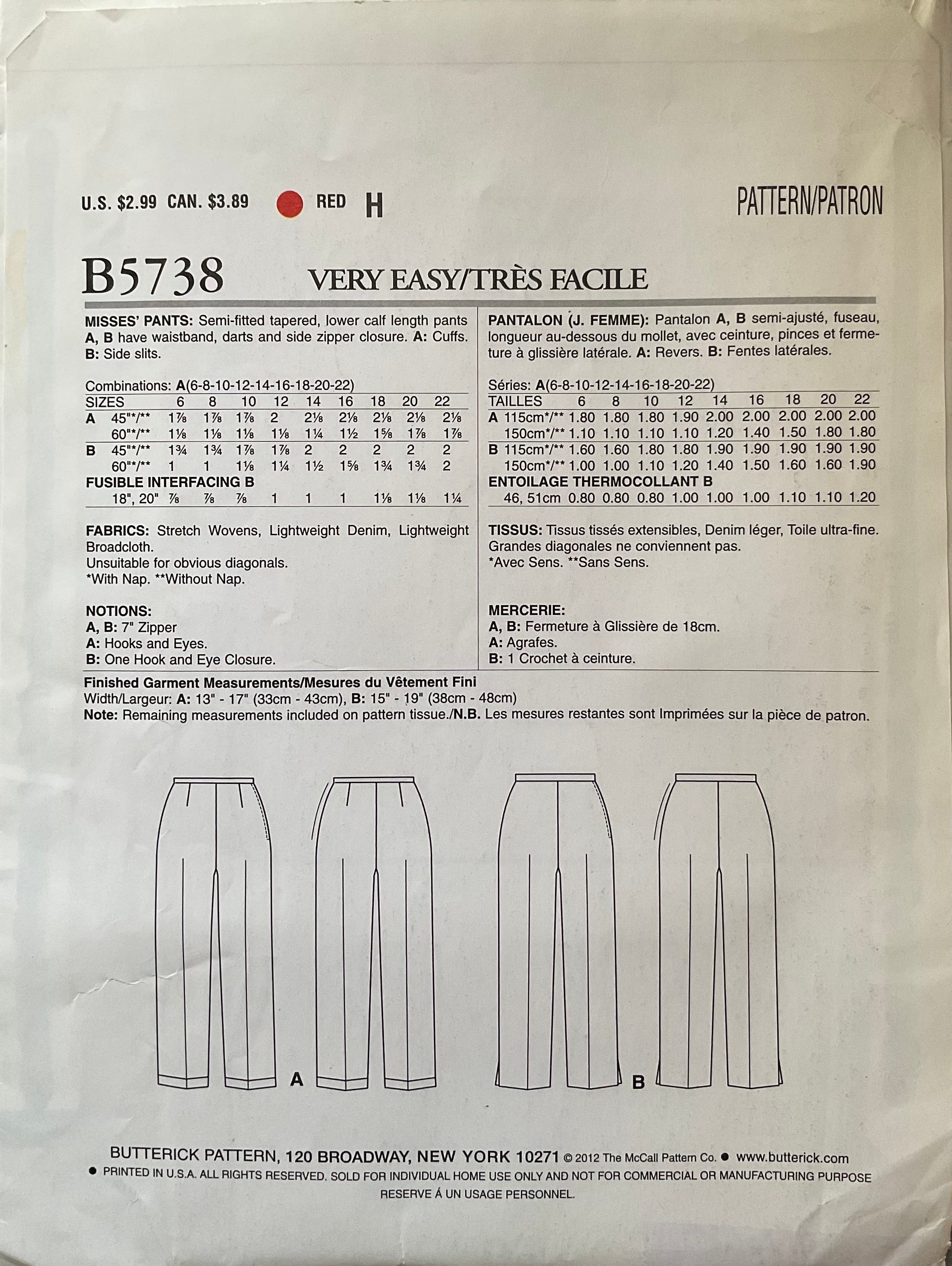 See & Sew 5738 Sewing Pattern (Vintage) UNCUT