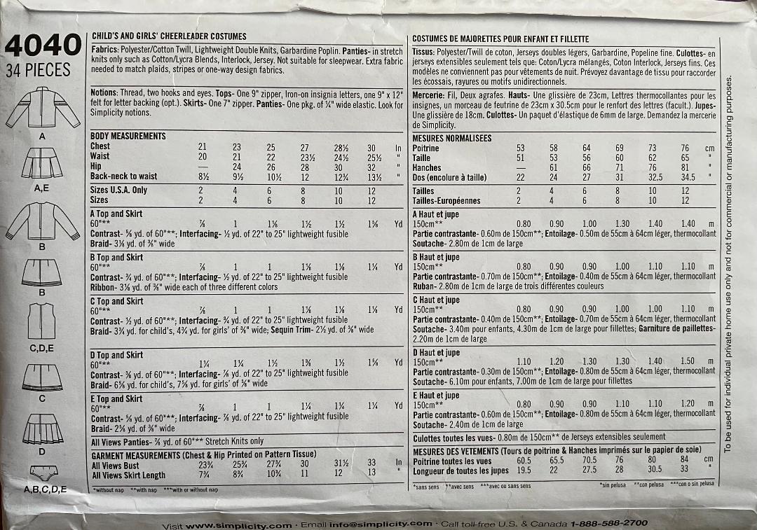 Simplicity 4040 Sewing Pattern (Vintage) UNCUT