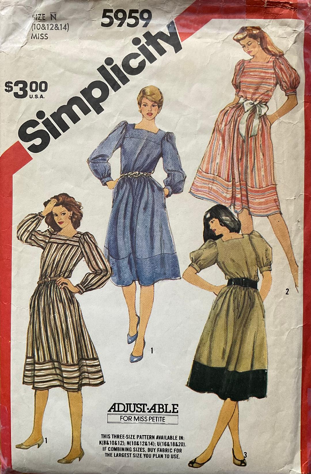 Simplicity 5959 Sewing Pattern (Vintage) CUT
