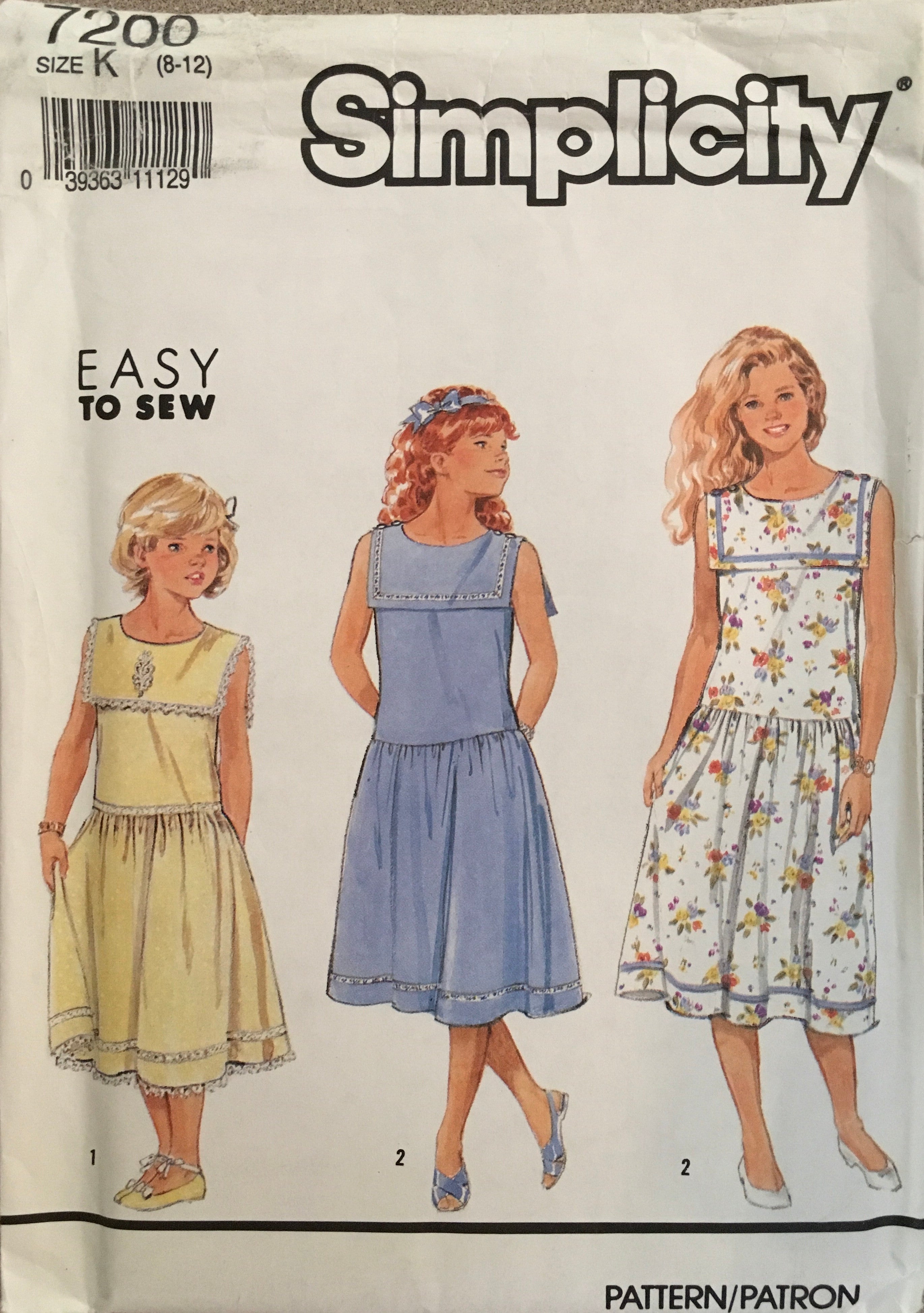 Simplicity 7200 Sewing Pattern (Vintage) UNCUT