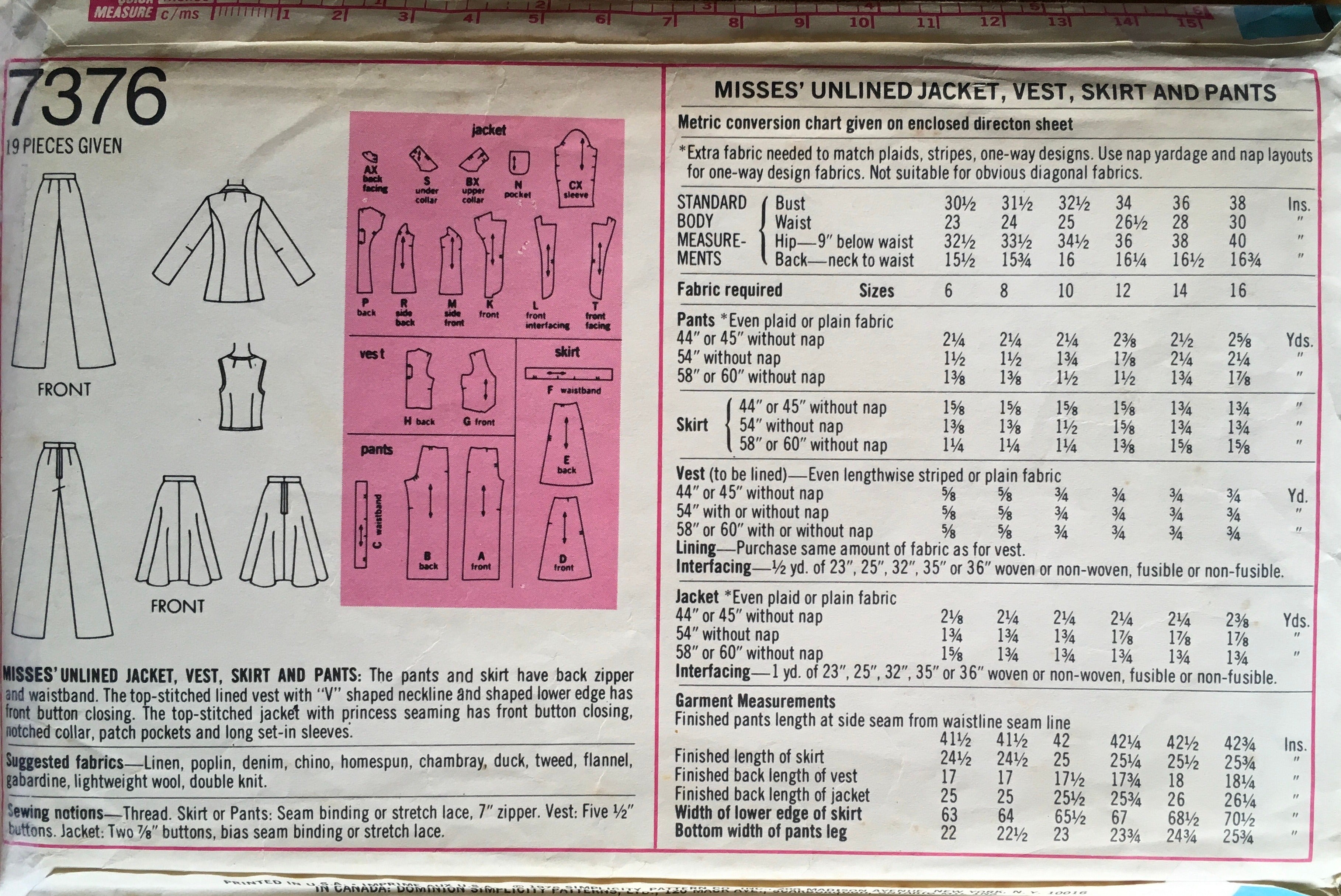 Simplicity 7376/7377 Sewing Pattern (Vintage) UNCUT/CUT