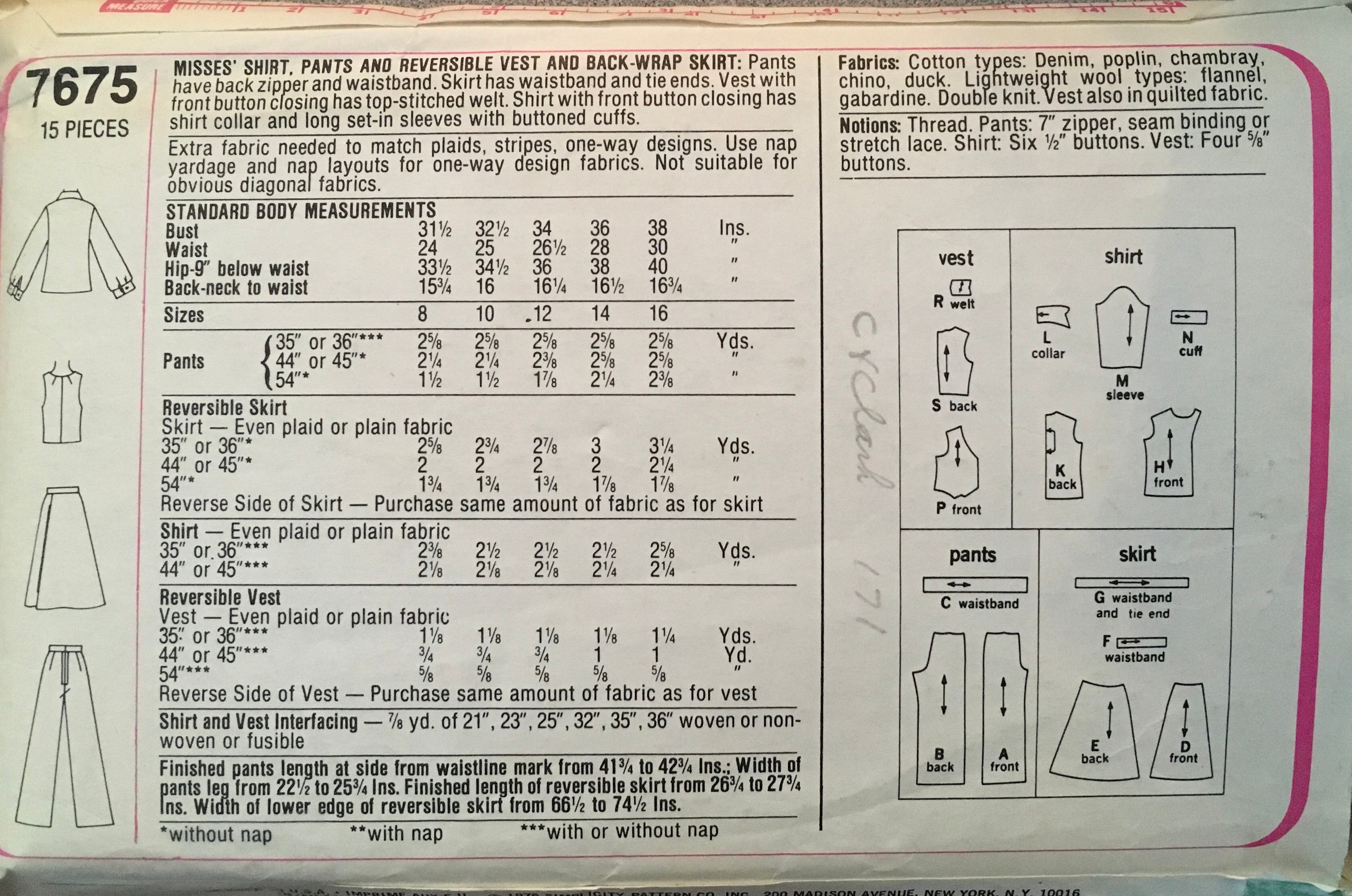 Simplicity 7675 Sewing Pattern (Vintage) CUT