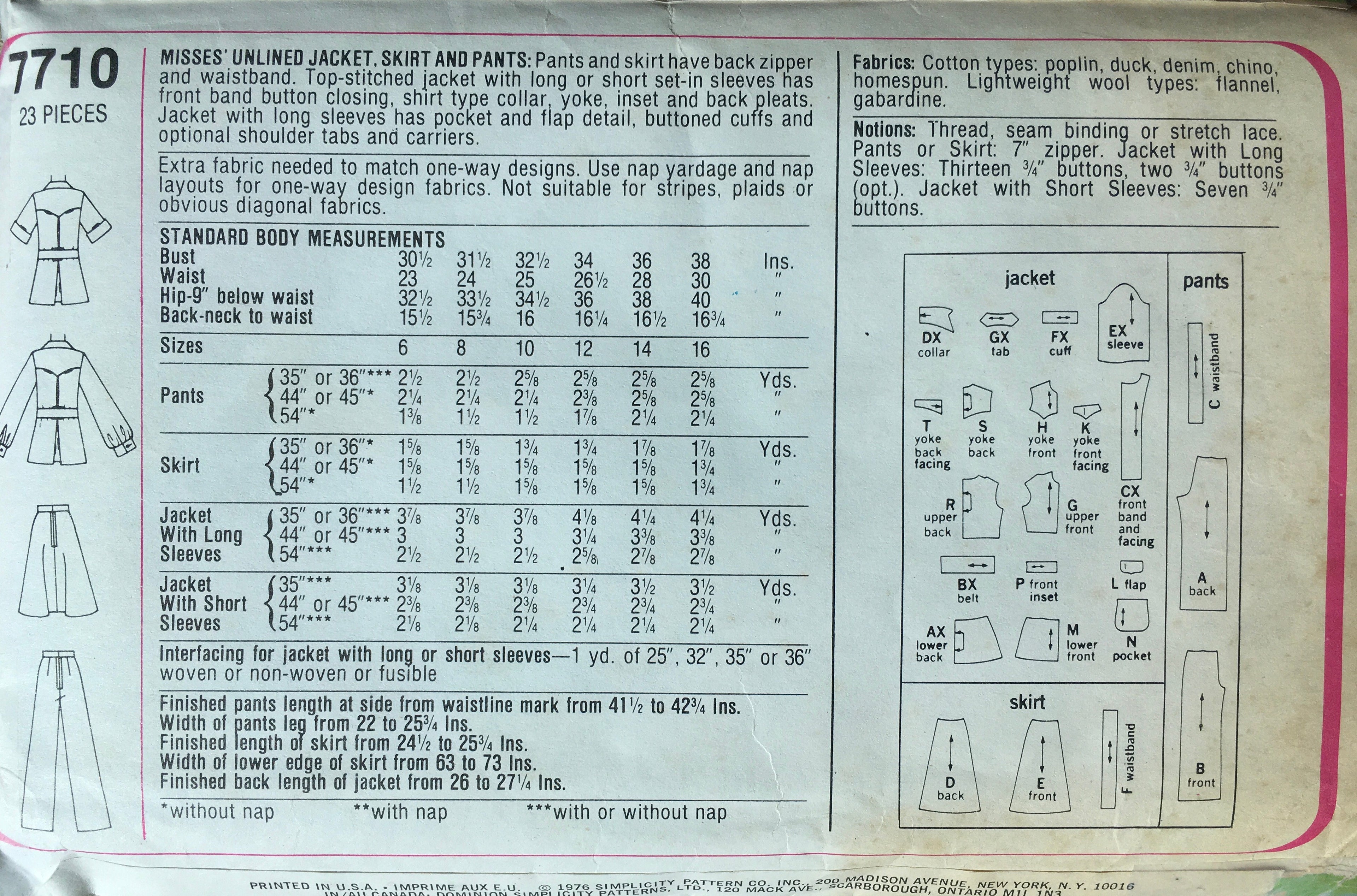 Simplicity 7710 Sewing Pattern (Vintage) CUT