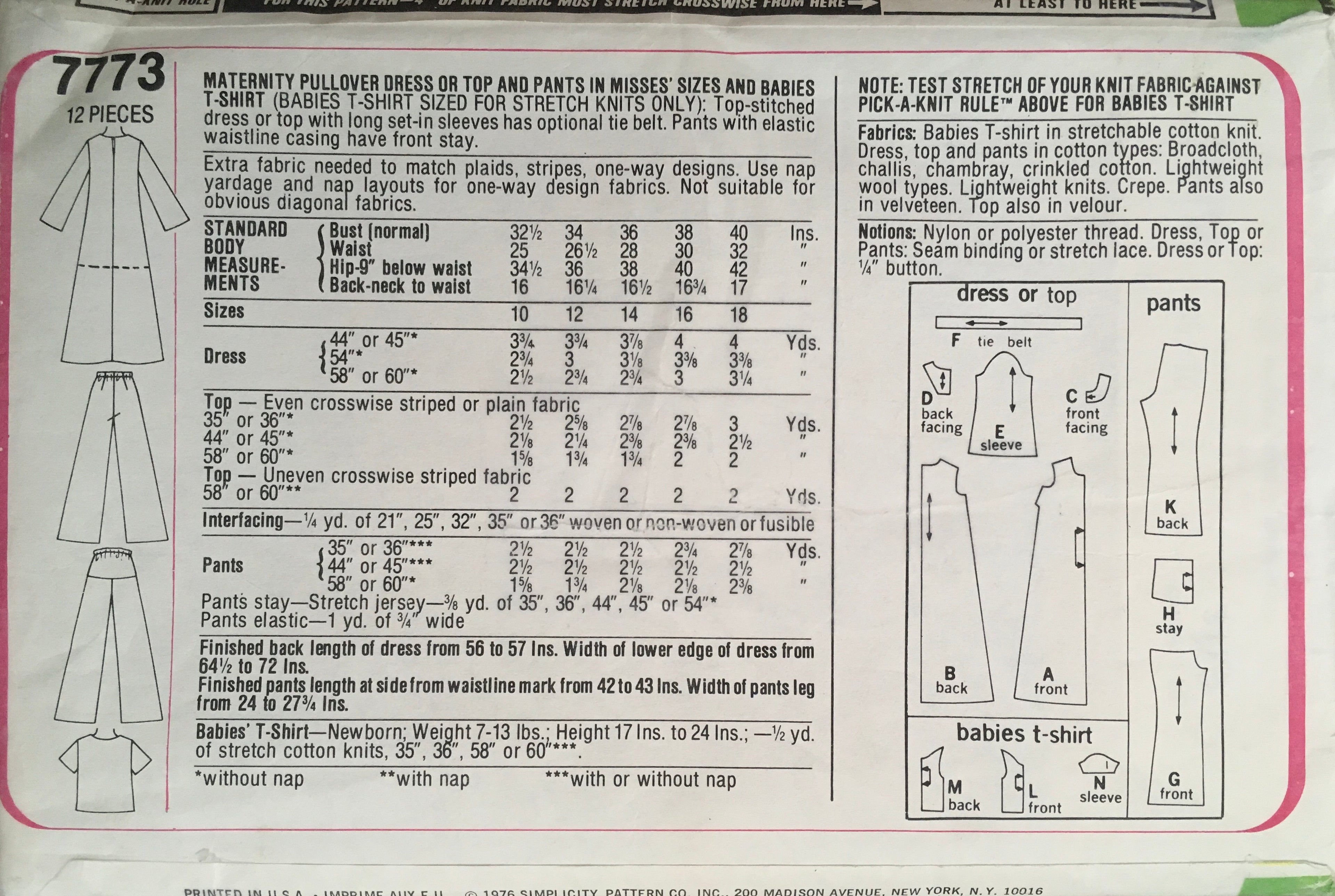 Simplicity 7773 Sewing Pattern (Vintage) UNCUT/CUT