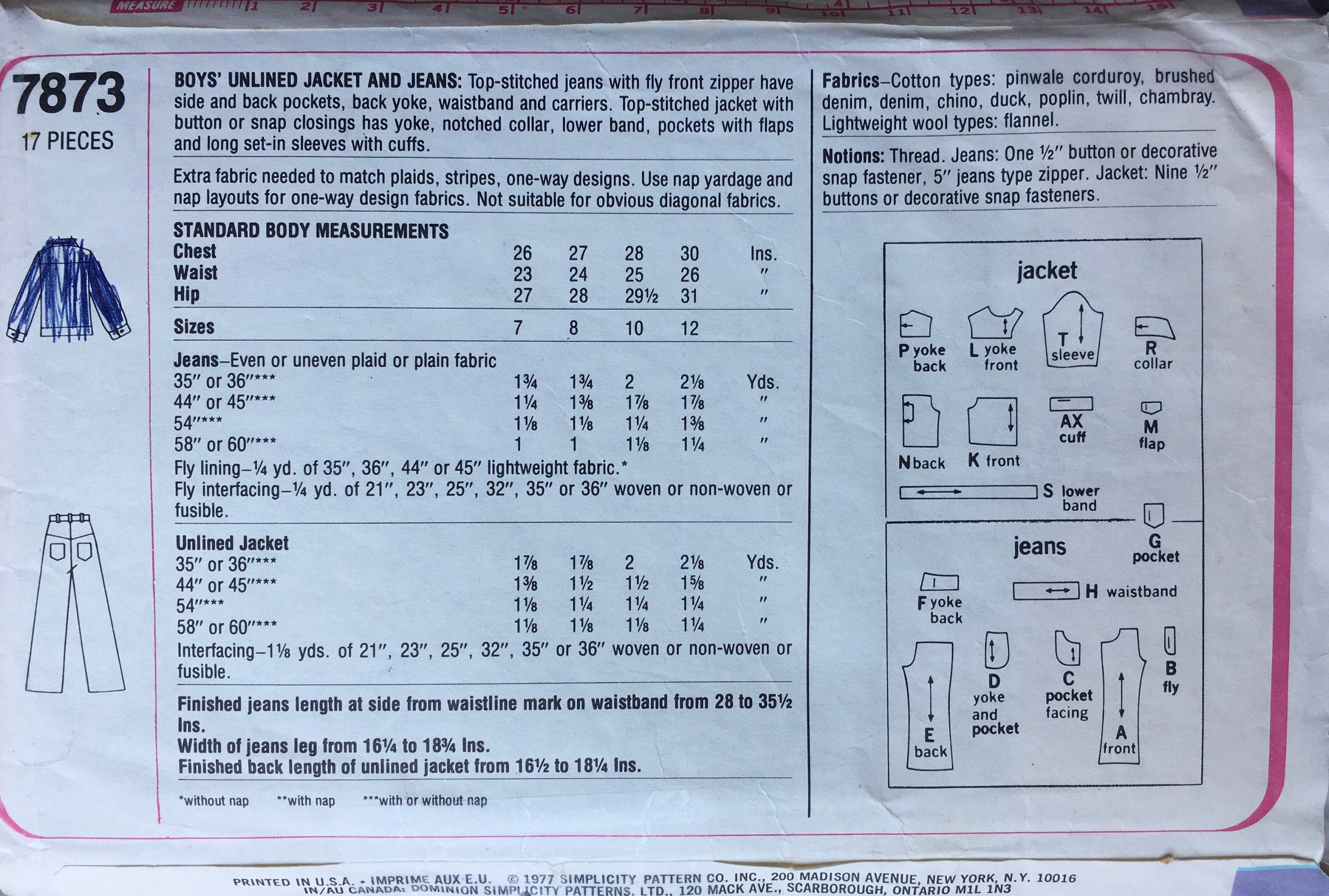 Simplicity 7873 Sewing Pattern (Vintage) CUT