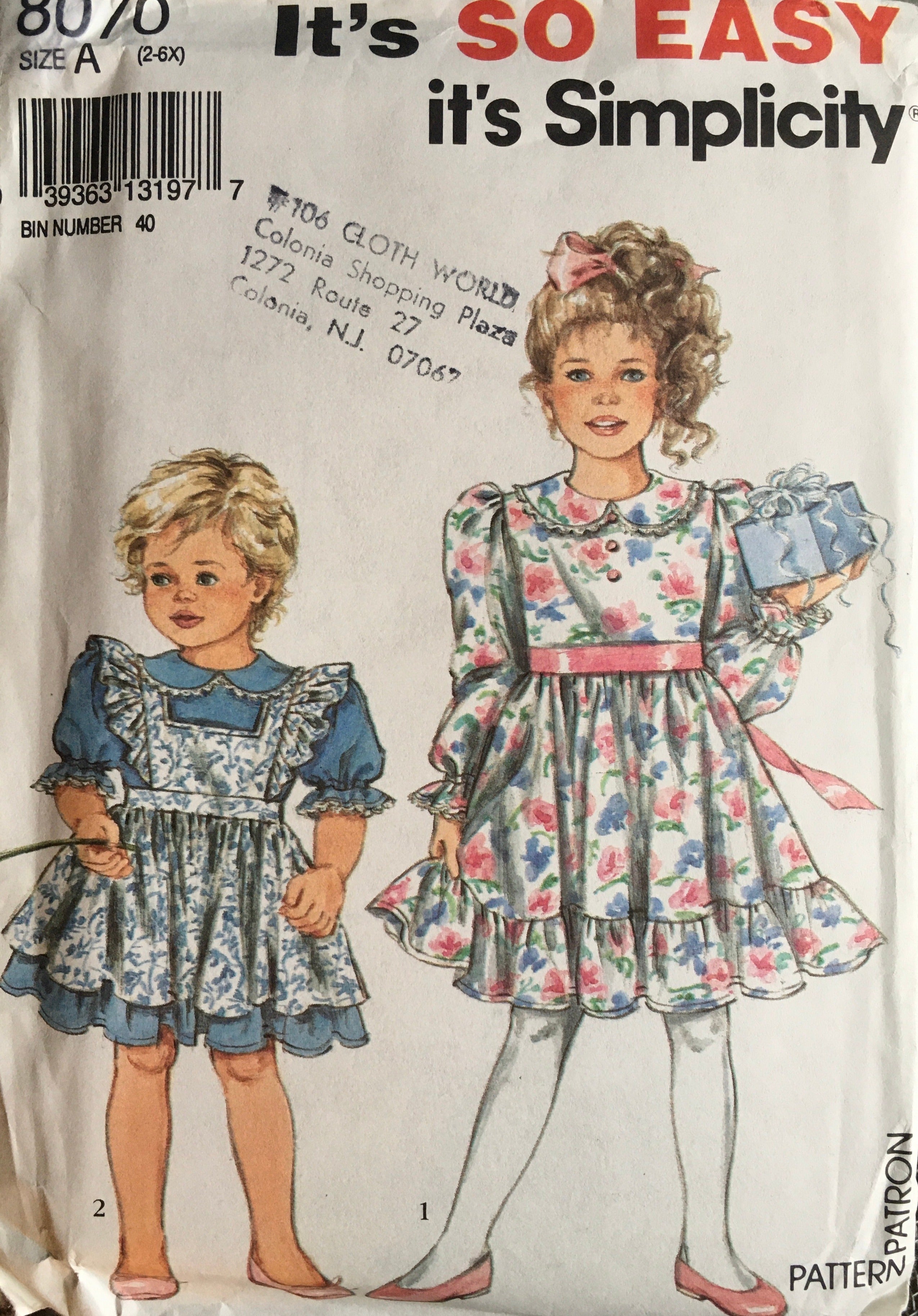 Simplicity 8070 Sewing Pattern (Vintage) UNCUT