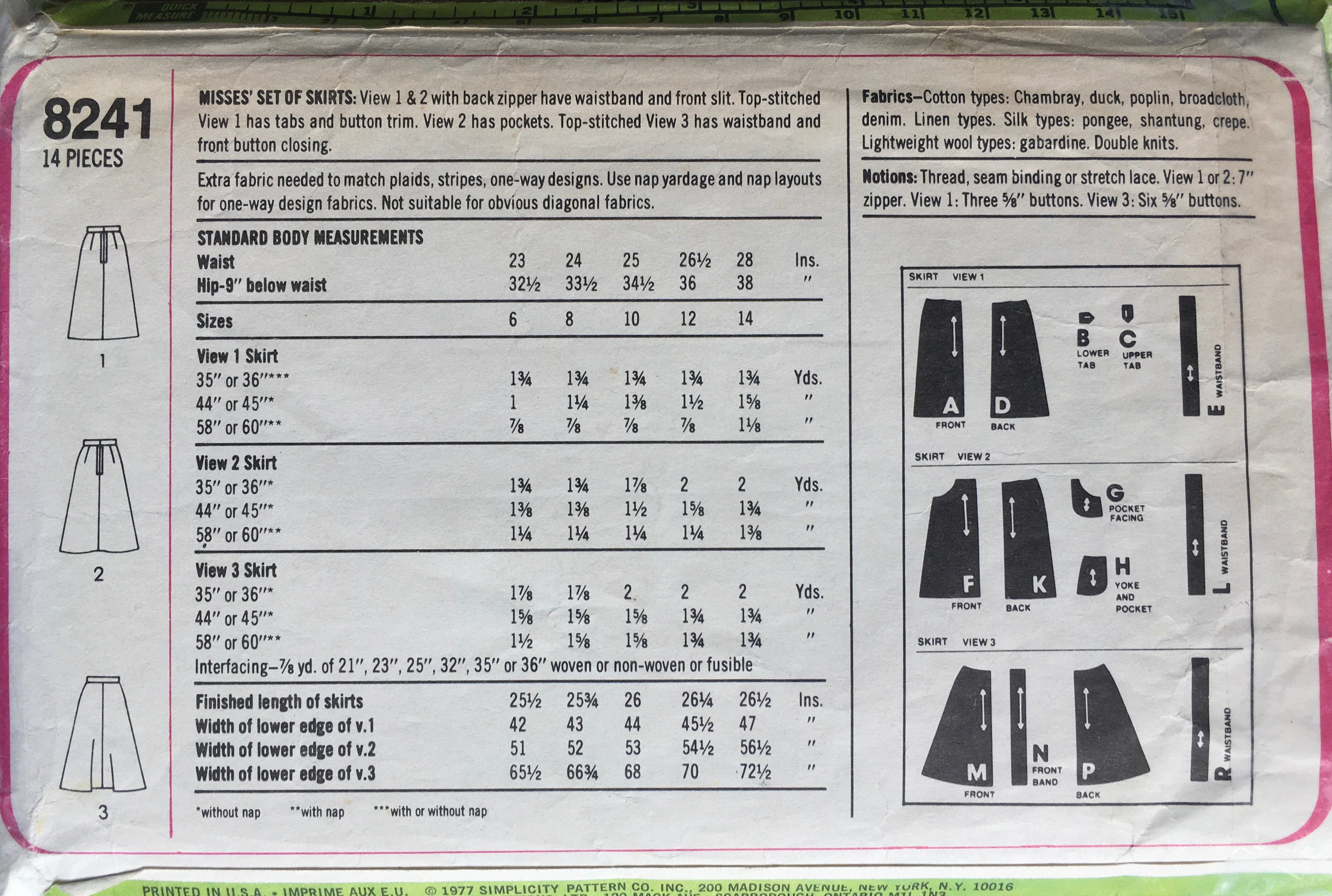 Simplicity 8241 Sewing Pattern (Vintage) CUT