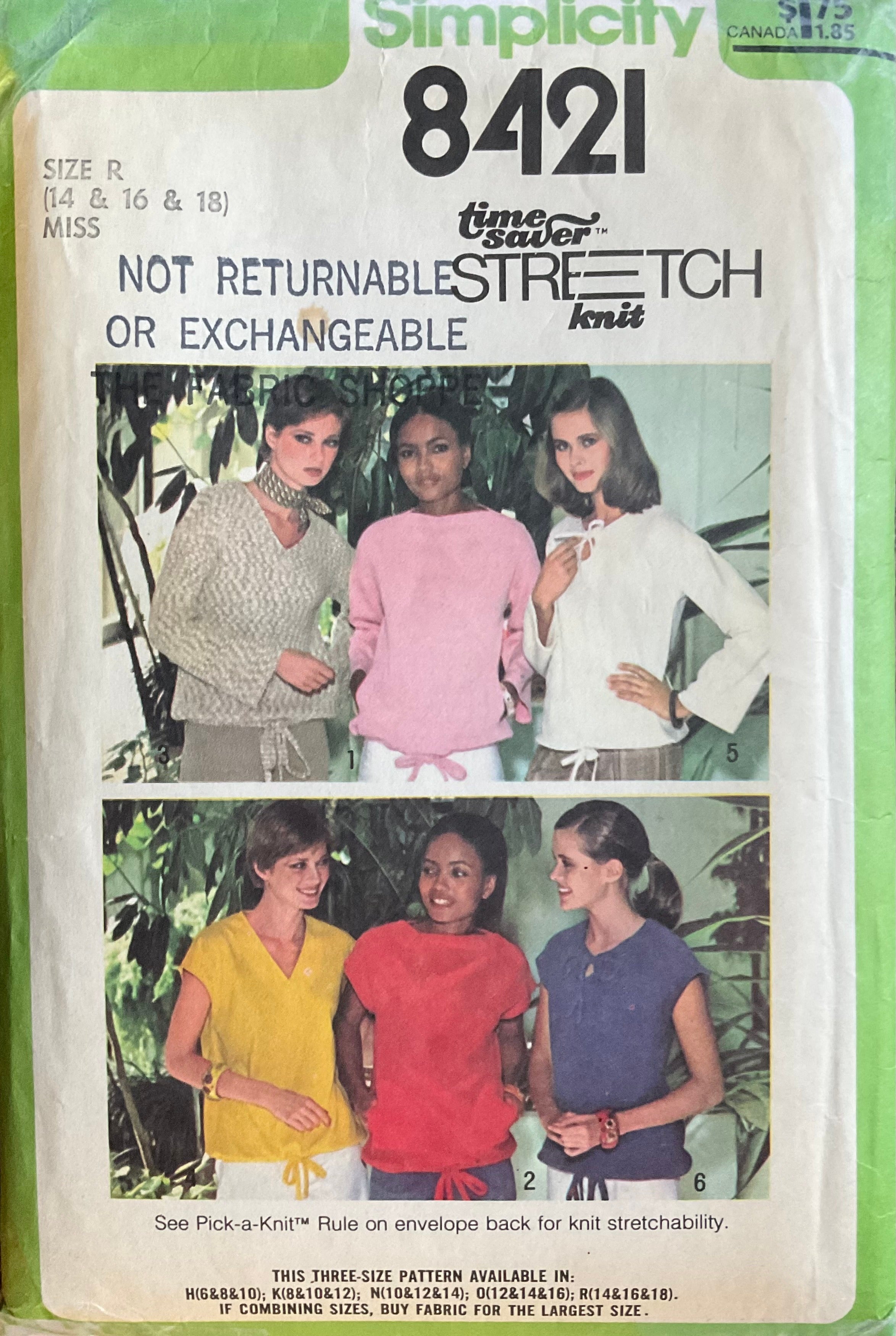 Simplicity 8421 Sewing Pattern (Vintage) CUT