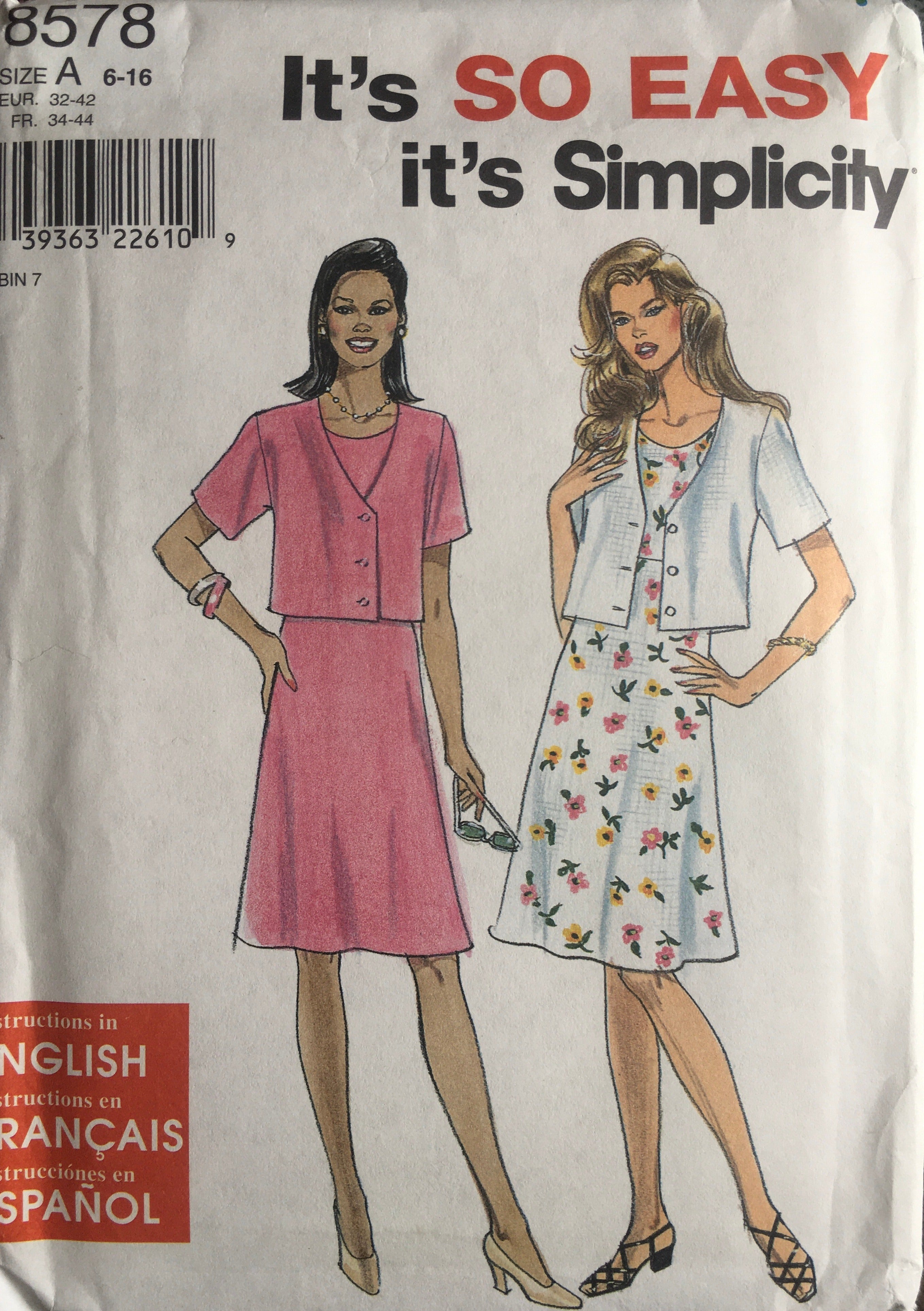 Simplicity 8578 Sewing Pattern (Vintage) UNCUT