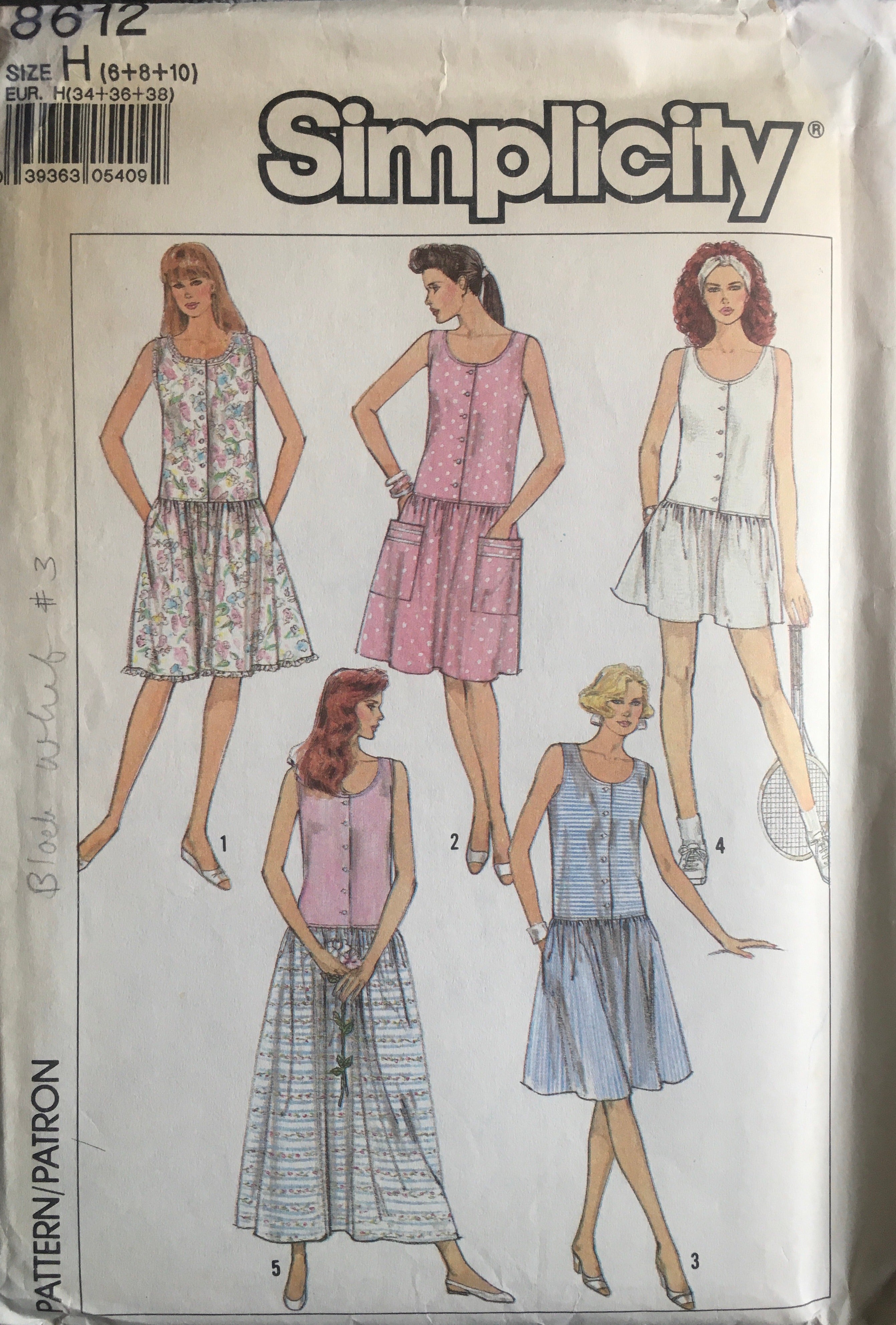 Simplicity 8612 Sewing Pattern (Vintage) UNCUT