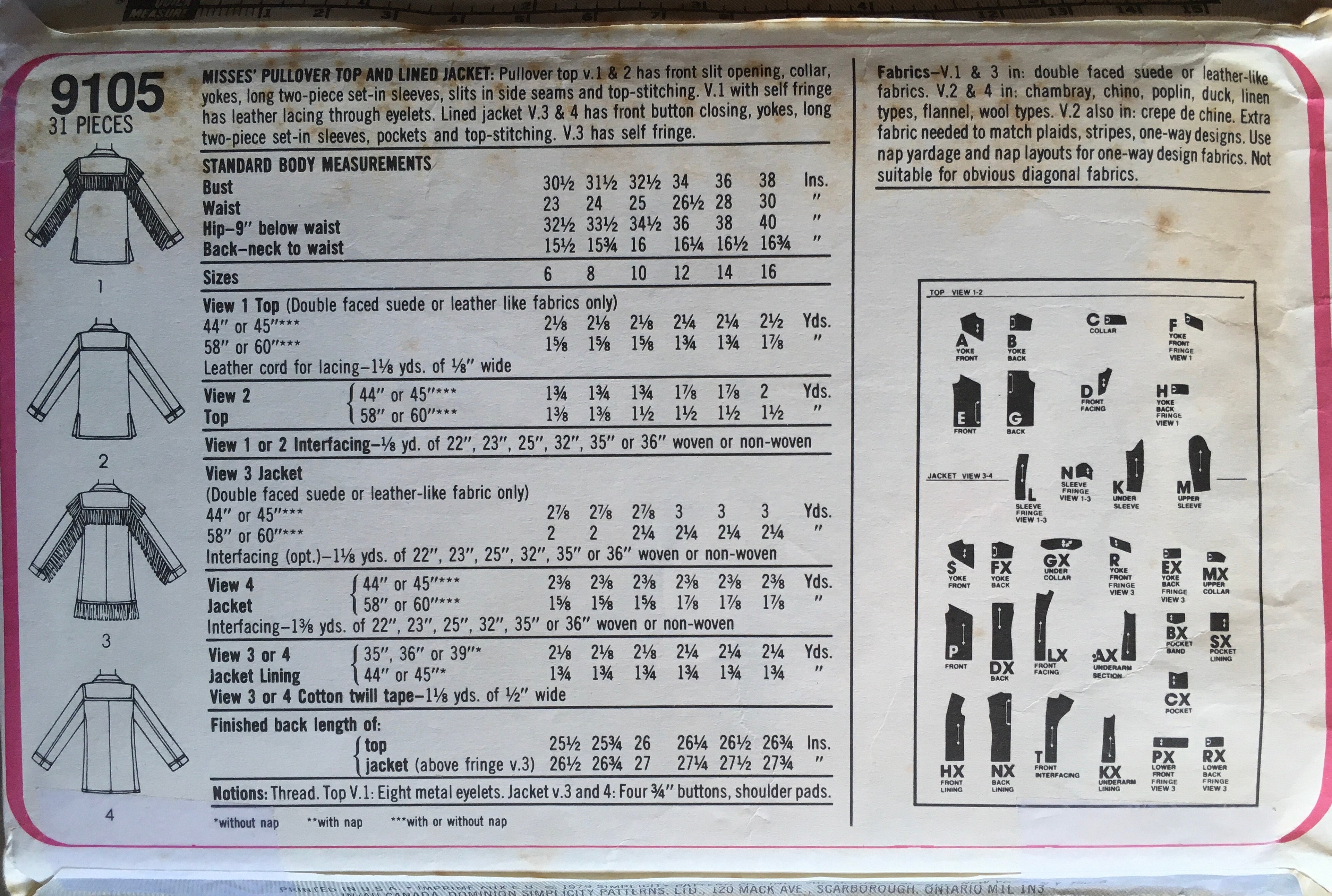 Simplicity 9105 Sewing Pattern (Vintage) CUT