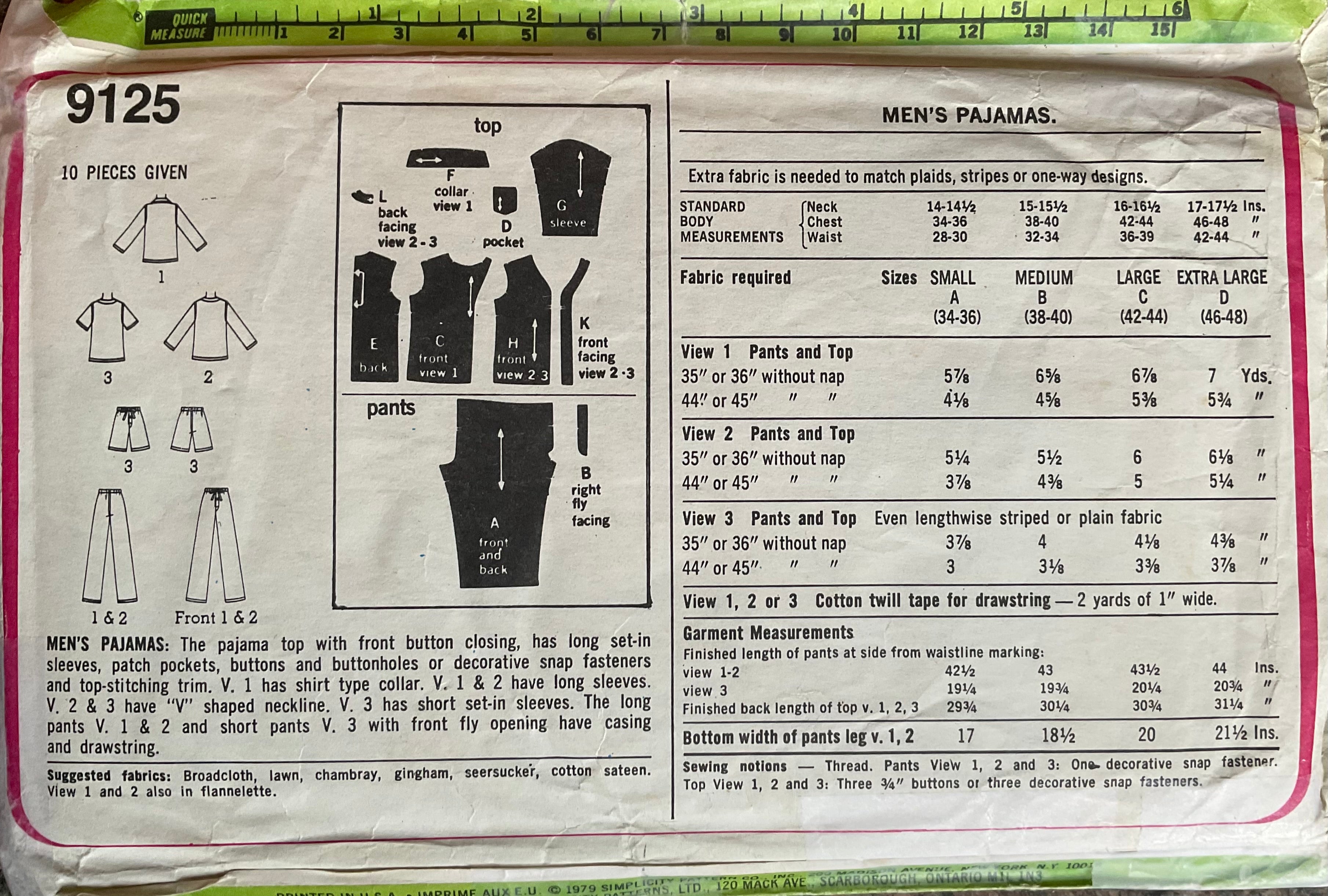 Simplicity 9125 Sewing Pattern (Vintage) UNCUT