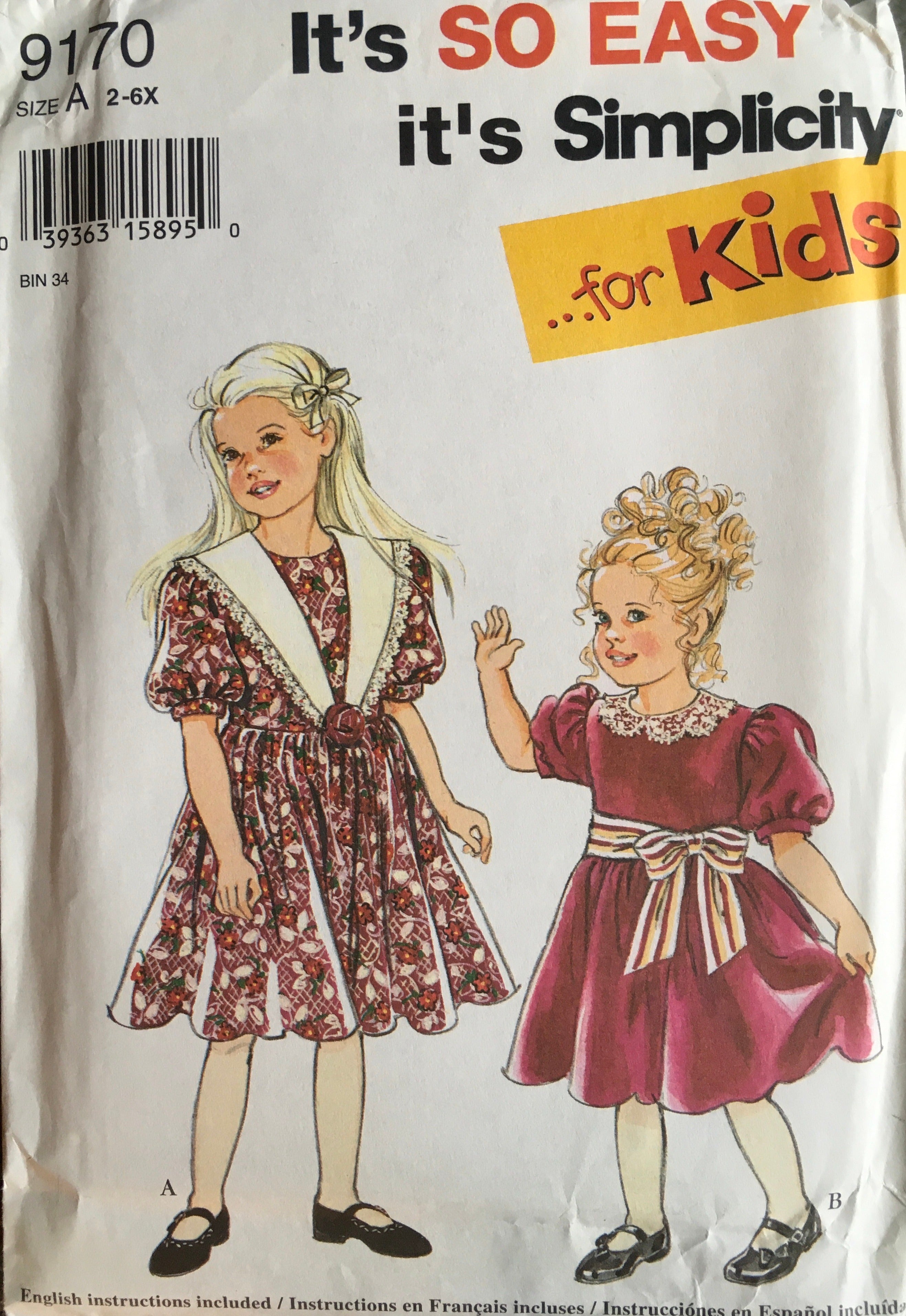 Simplicity 9170 Sewing Pattern (Vintage) UNCUT