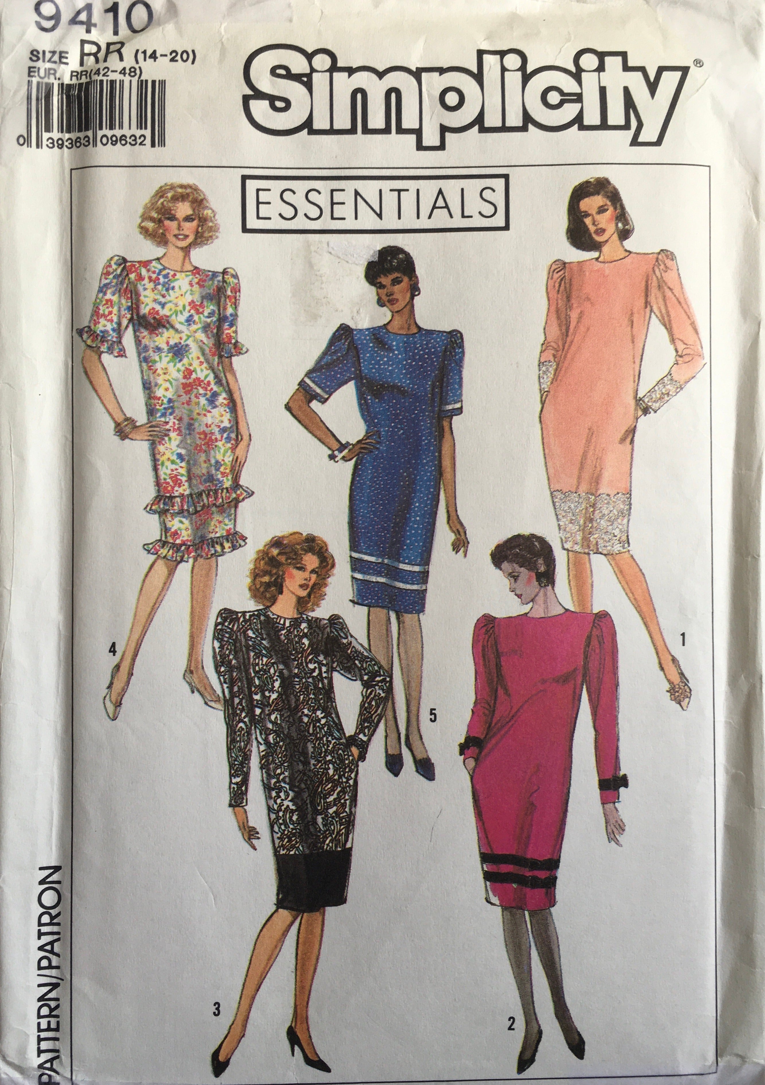 Simplicity 9410 Sewing Pattern (Vintage) UNCUT