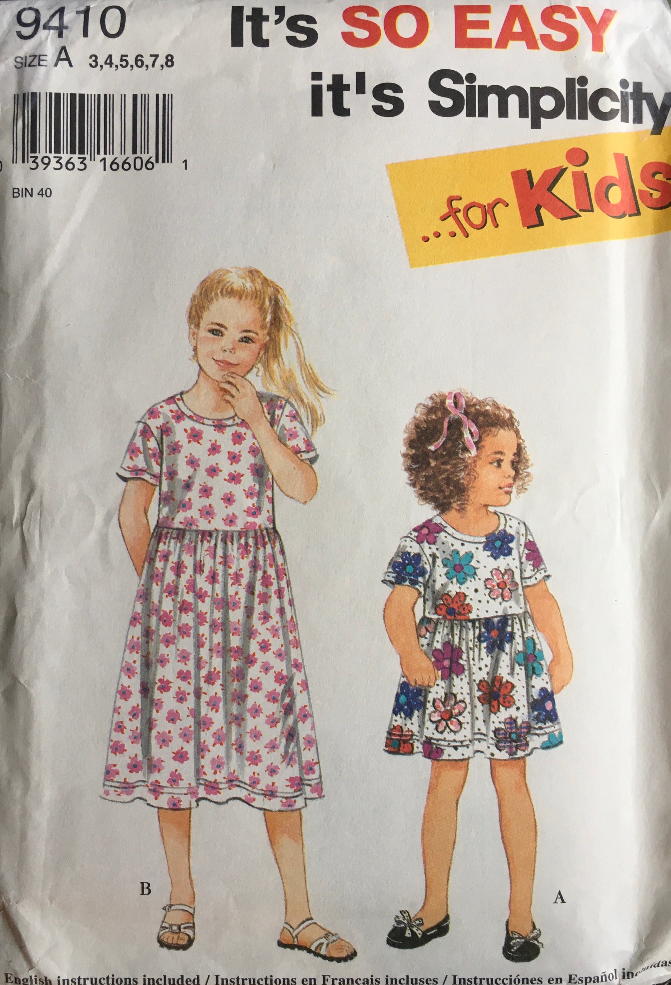 Simplicity 9410 Sewing Pattern (Vintage) UNCUT