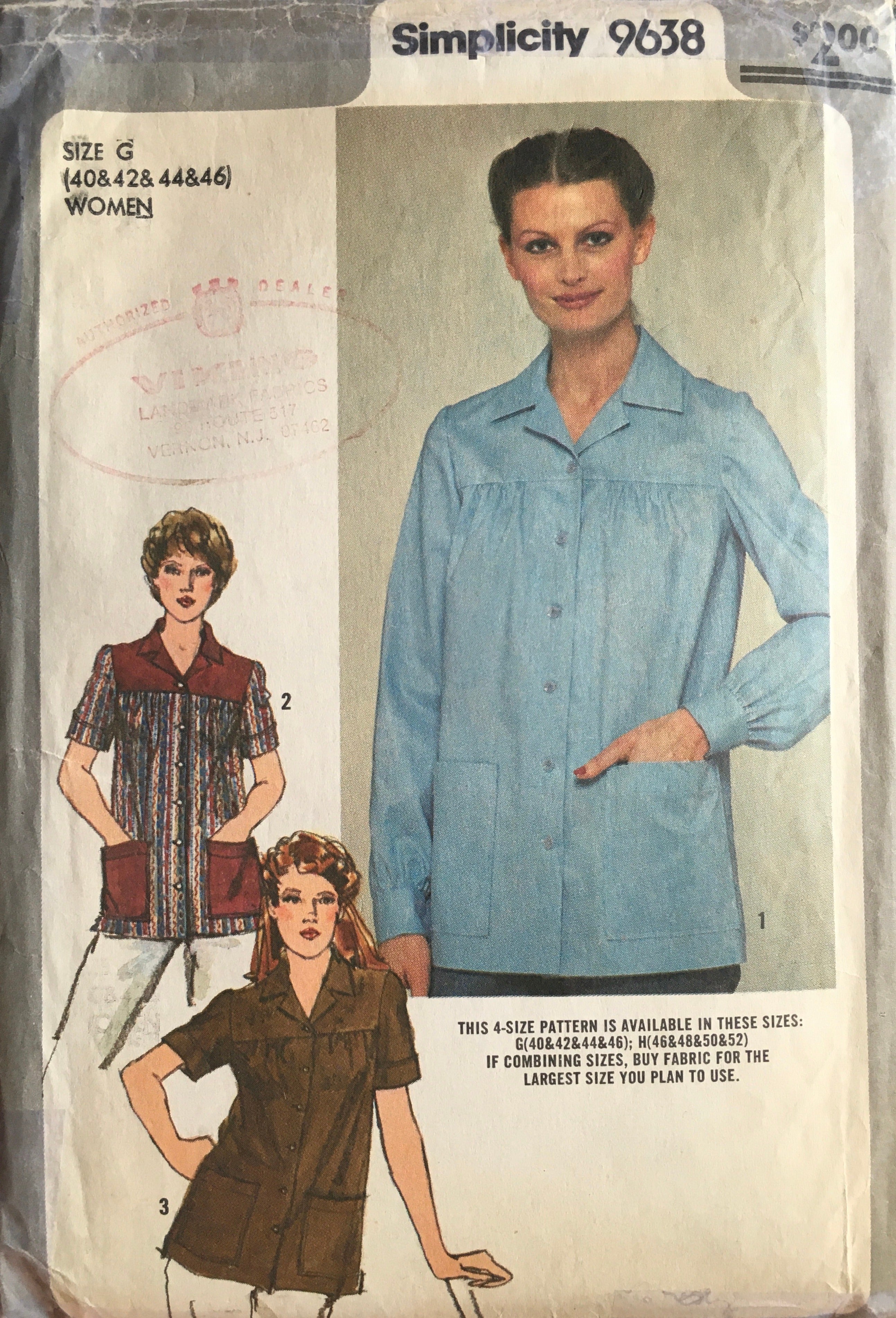 Simplicity 9638 Sewing Pattern (Vintage) CUT