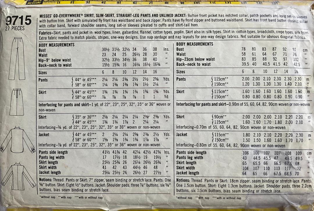 Simplicity 9715 Sewing Pattern (Vintage) CUT