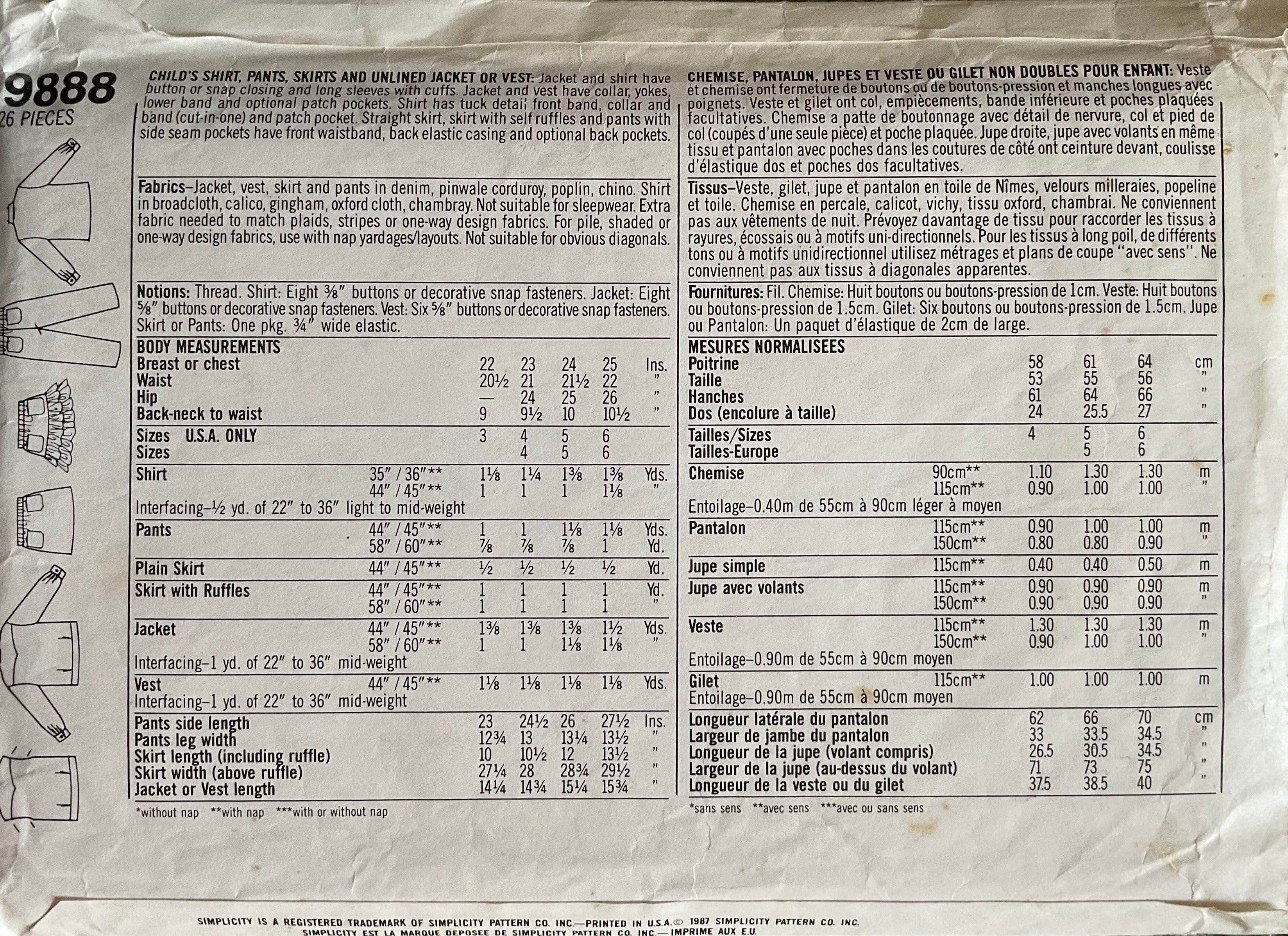 Simplicity 9888 Sewing Pattern (Vintage) CUT