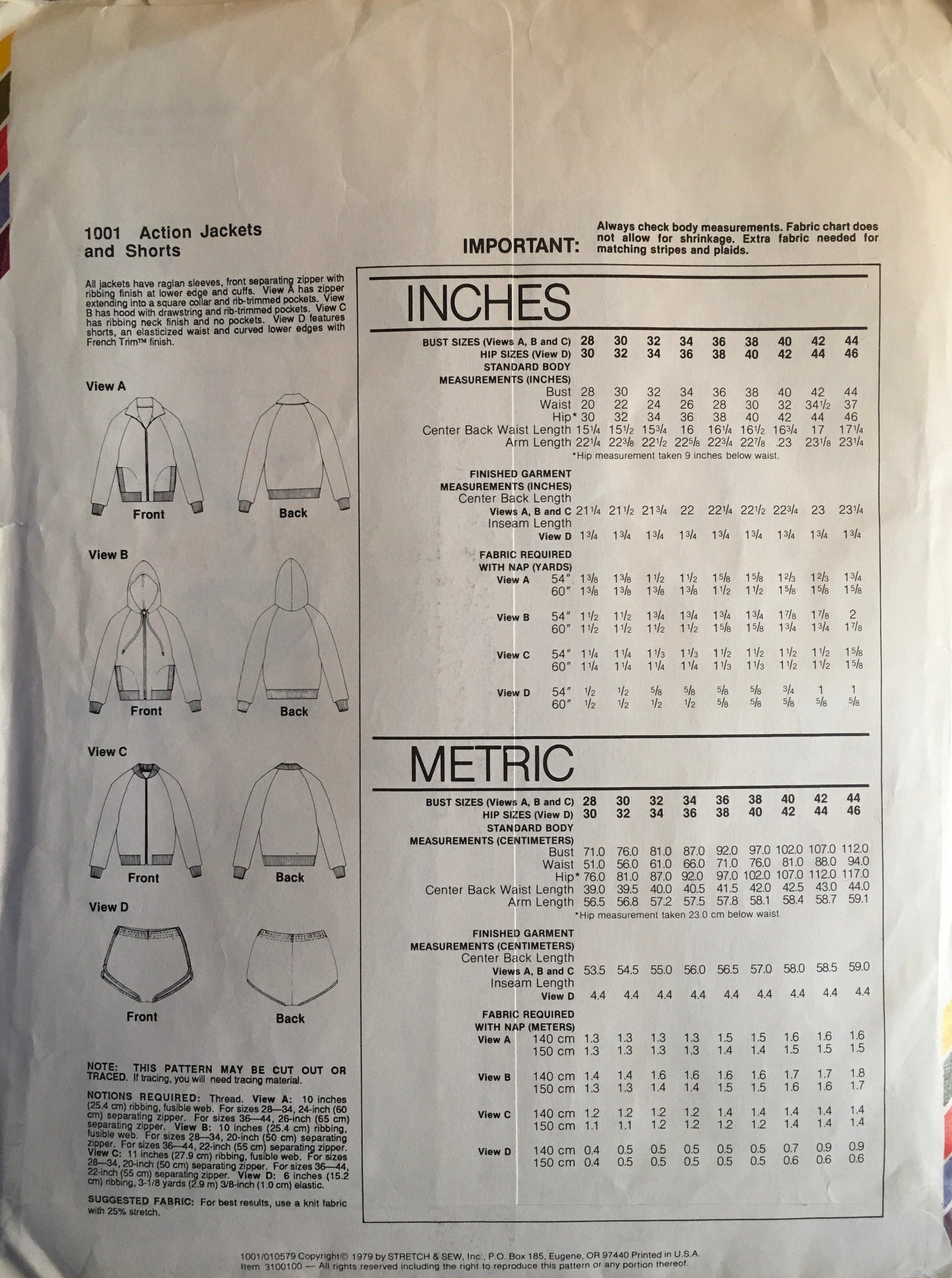 Stretch & Sew 1001 Sewing Pattern (Vintage) UNCUT