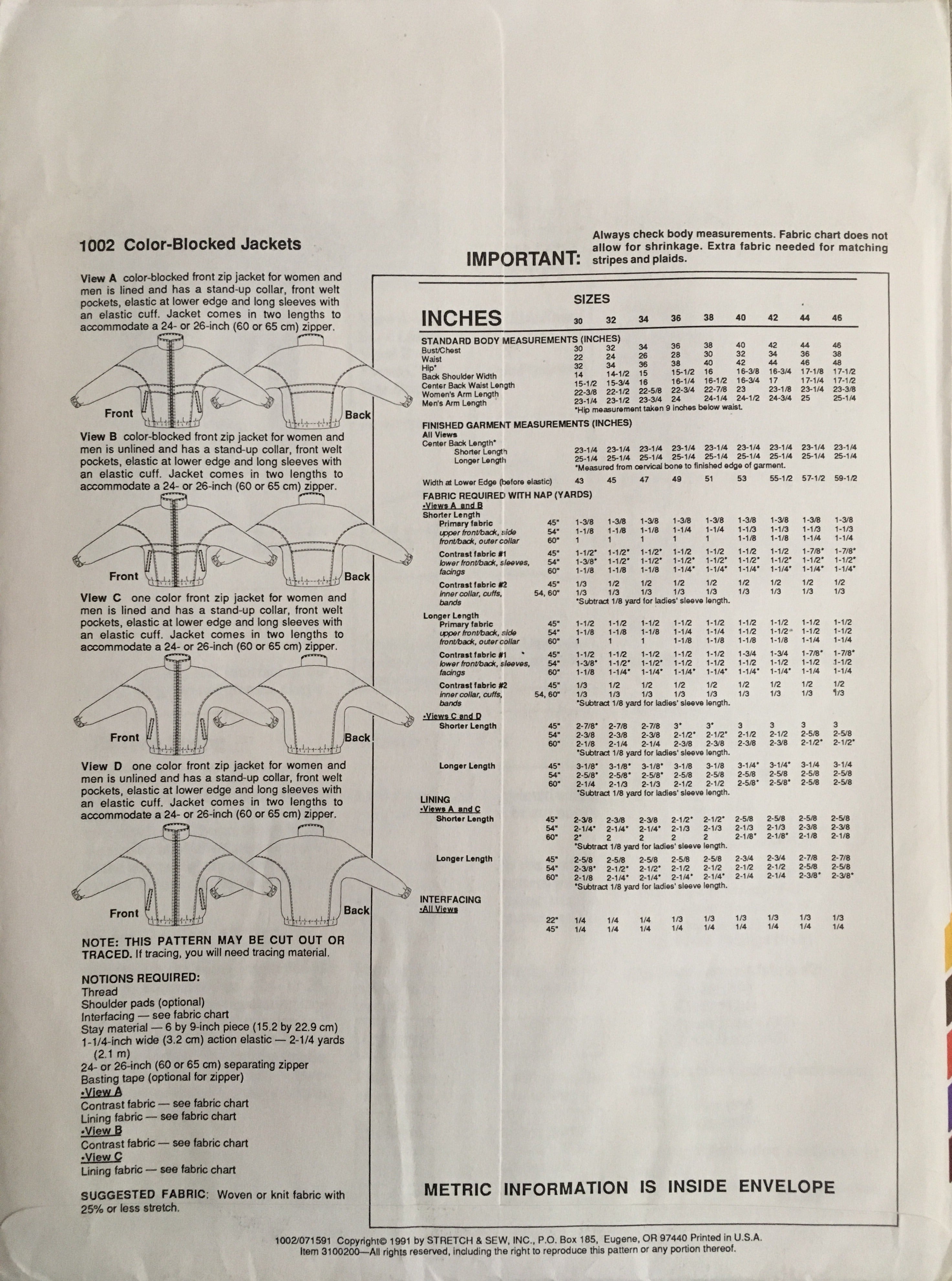 Stretch & Sew 1002 Sewing Pattern (Vintage) UNCUT