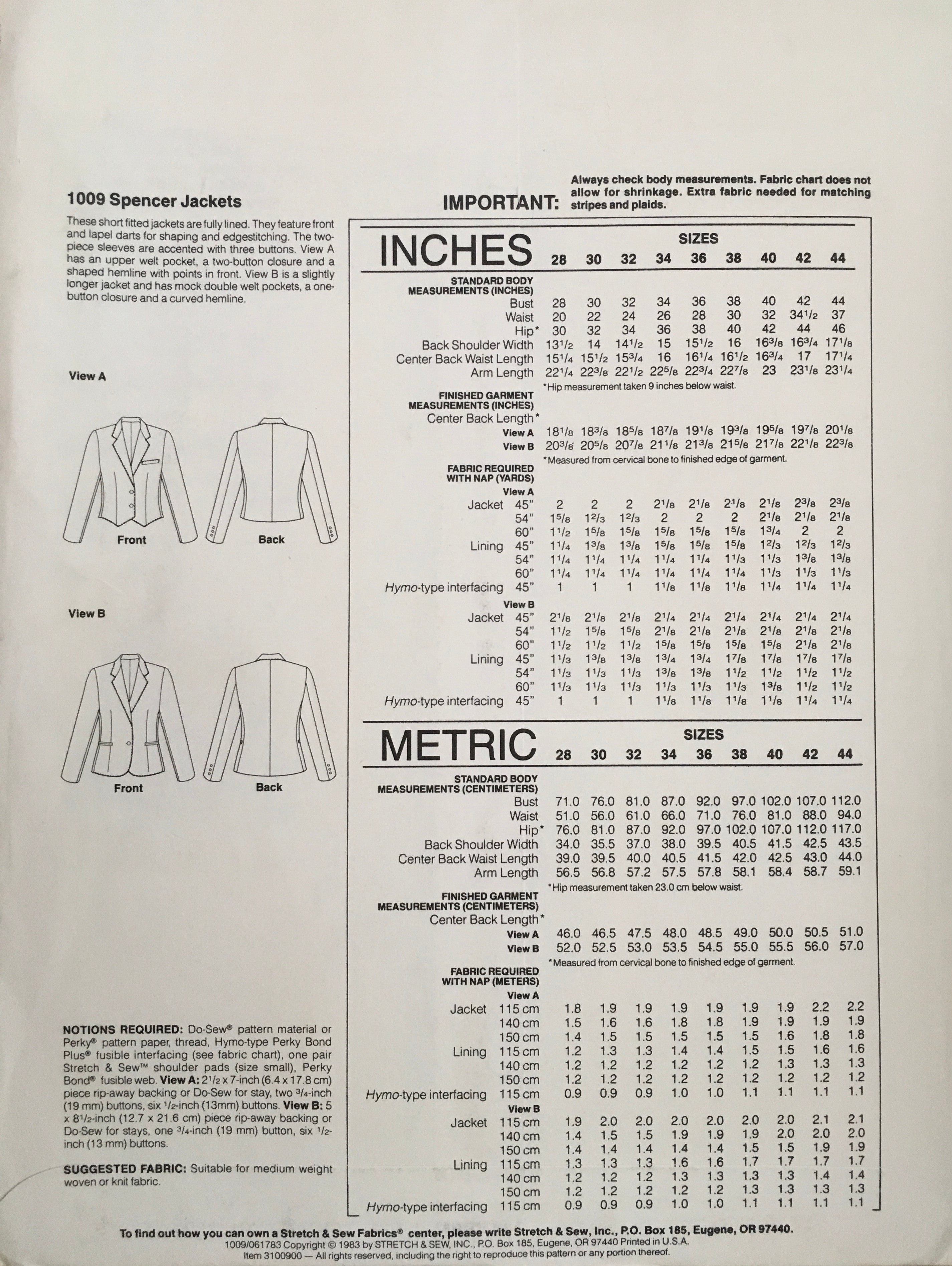 Stretch & Sew 1009 Sewing Pattern (Vintage) UNCUT