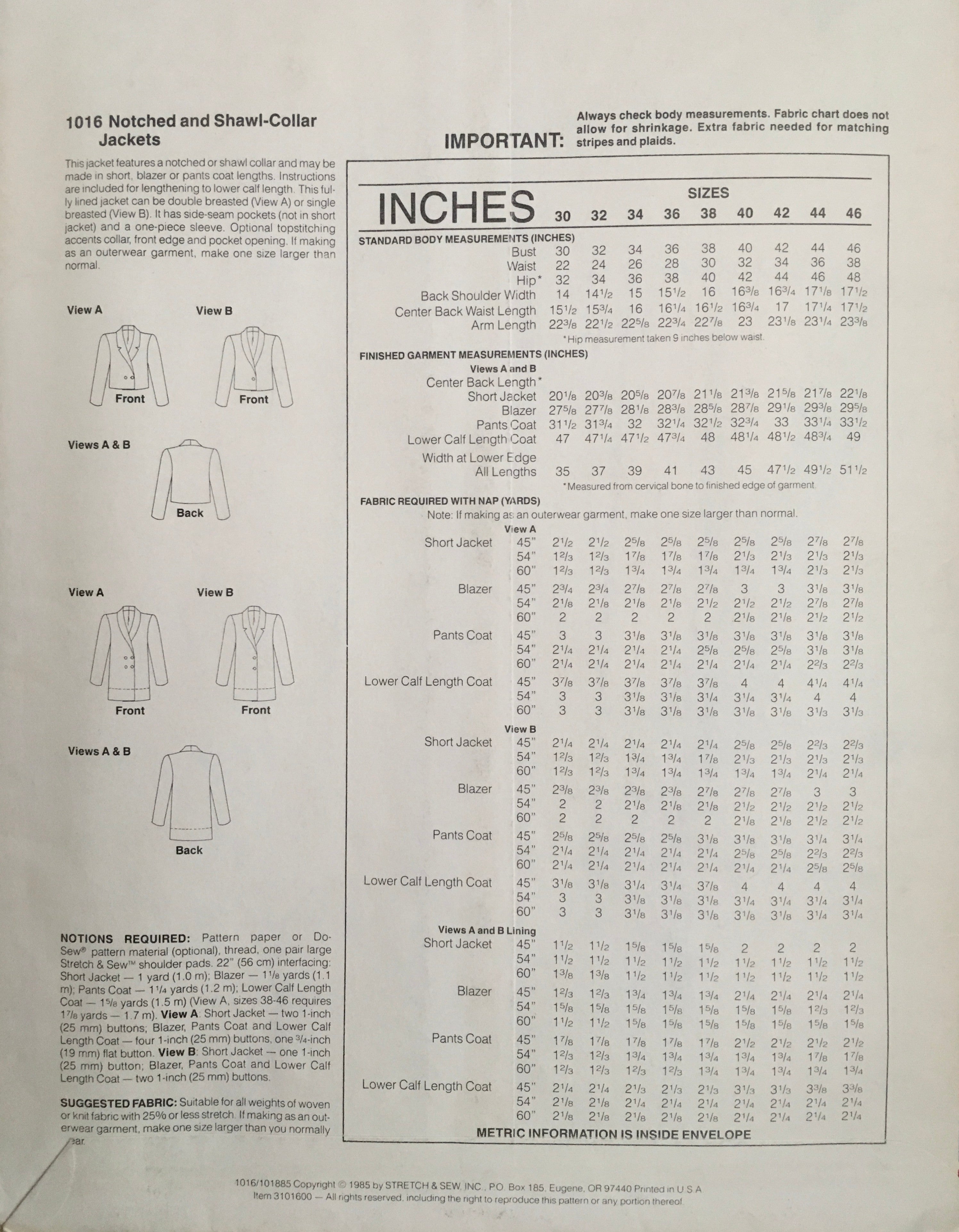 Stretch & Sew 1016 Sewing Pattern (Vintage) UNCUT