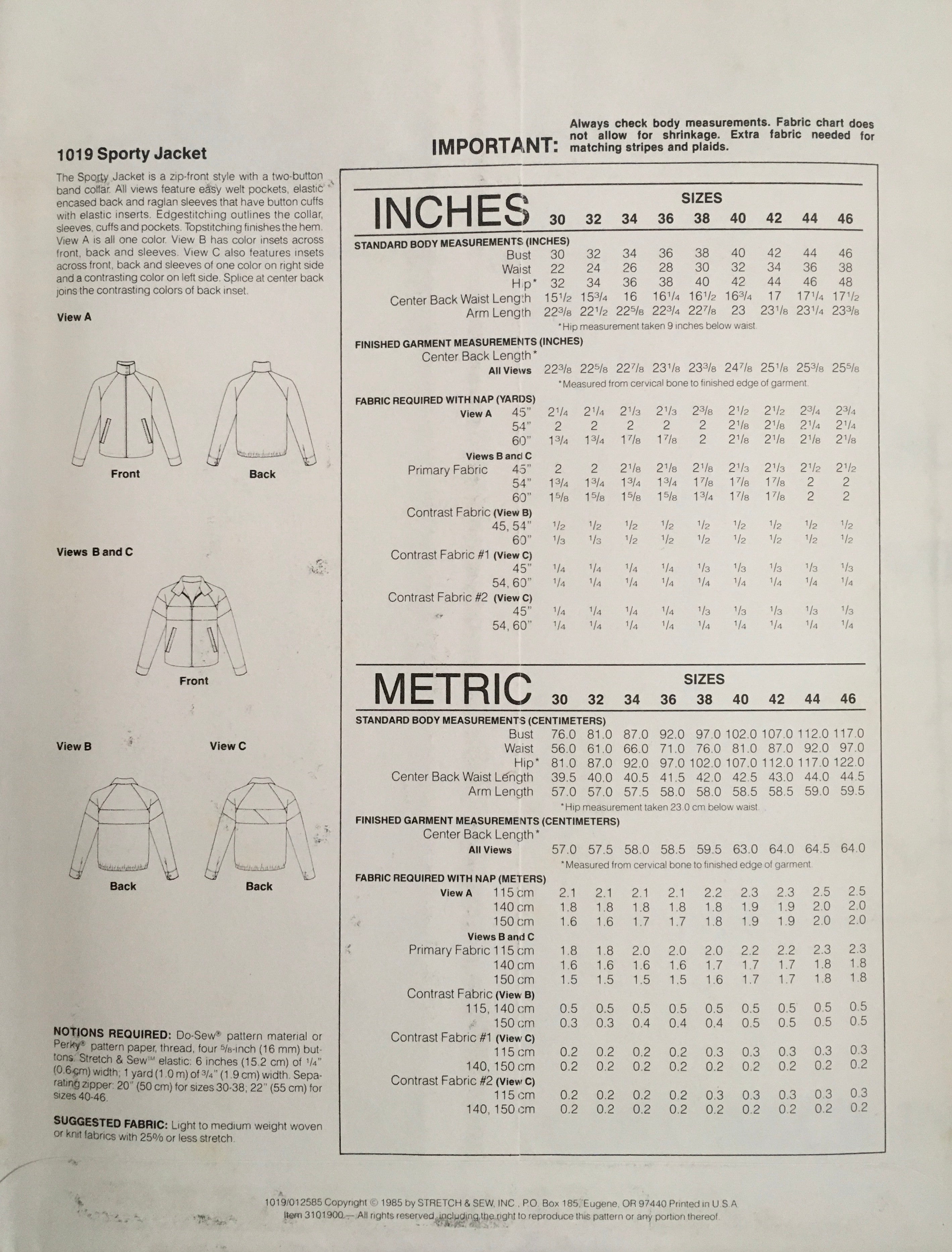 Stretch & Sew 1019 Sewing Pattern (Vintage) UNCUT