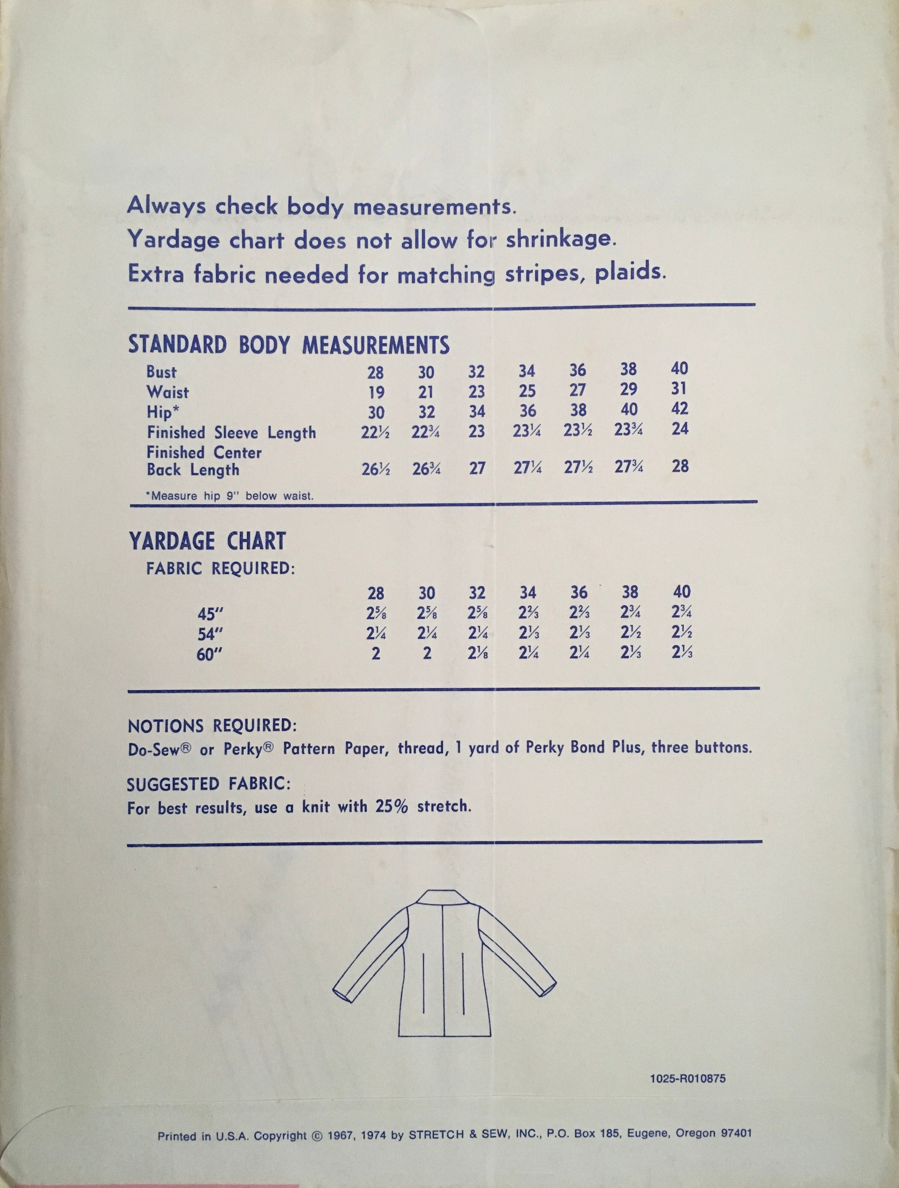 Stretch & Sew 1025 Sewing Pattern (Vintage) UNCUT