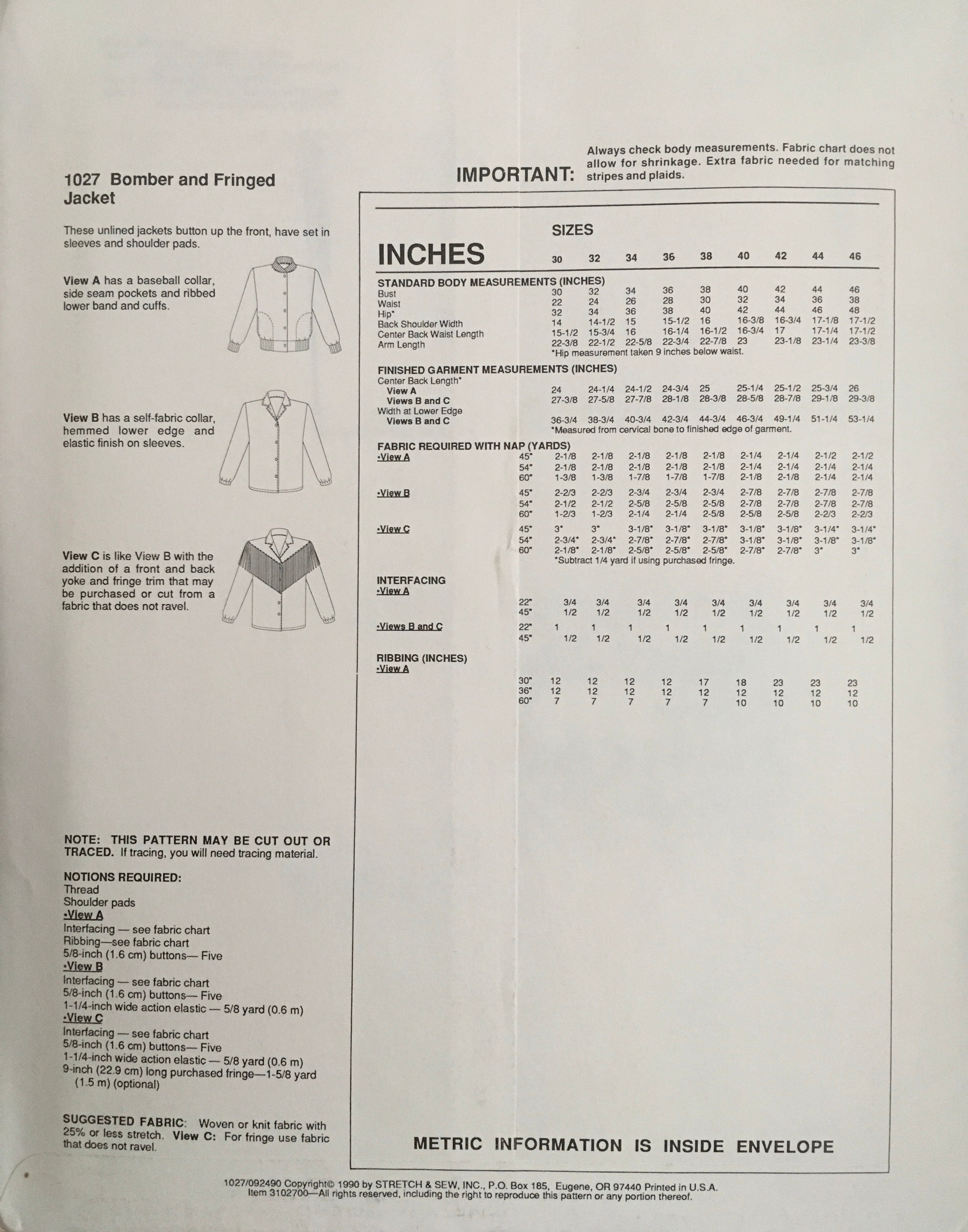 Stretch & Sew 1027 Sewing Pattern (Vintage) UNCUT