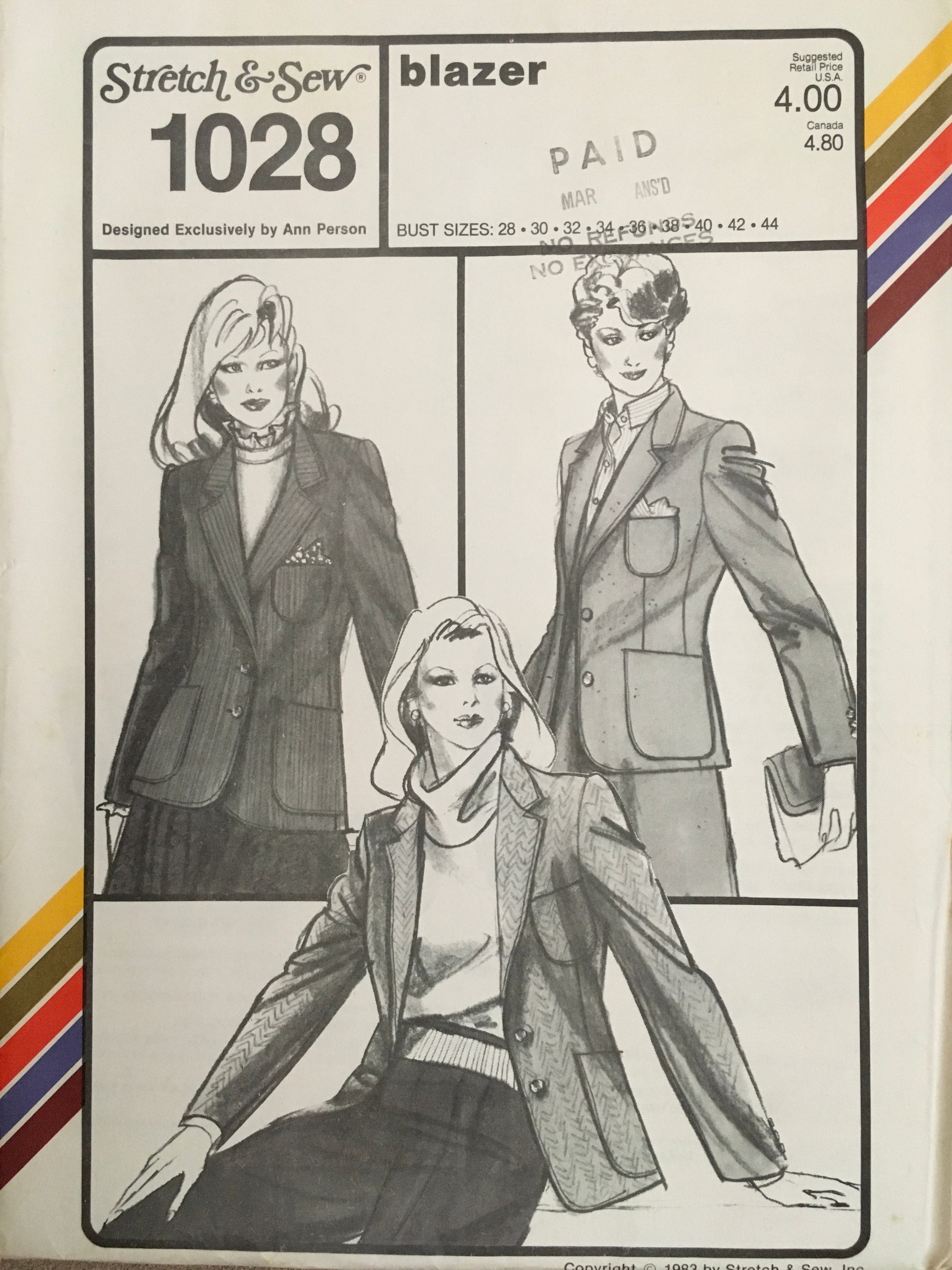 Stretch & Sew 1028 Sewing Pattern (Vintage) UNCUT