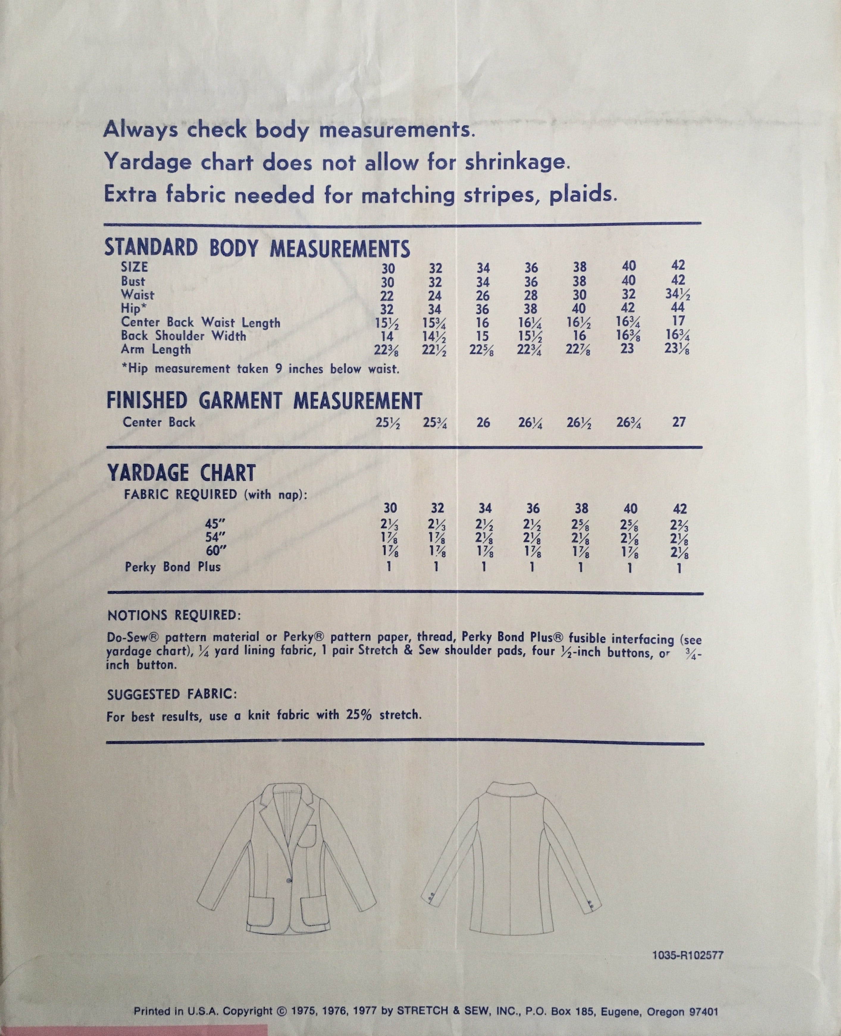 Stretch & Sew 1035 Sewing Pattern (Vintage) UNCUT