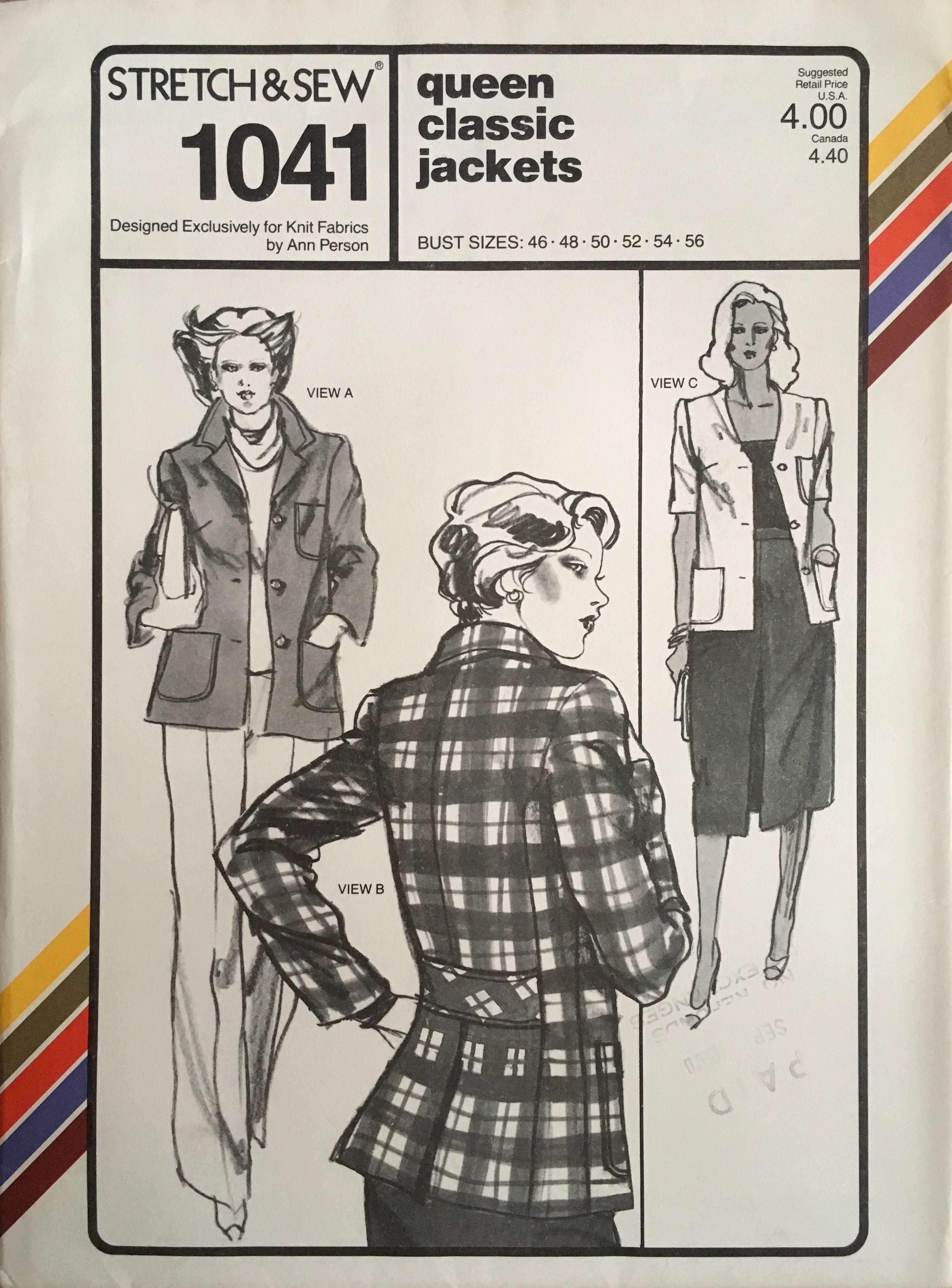 Stretch & Sew 1041 Sewing Pattern (Vintage) UNCUT