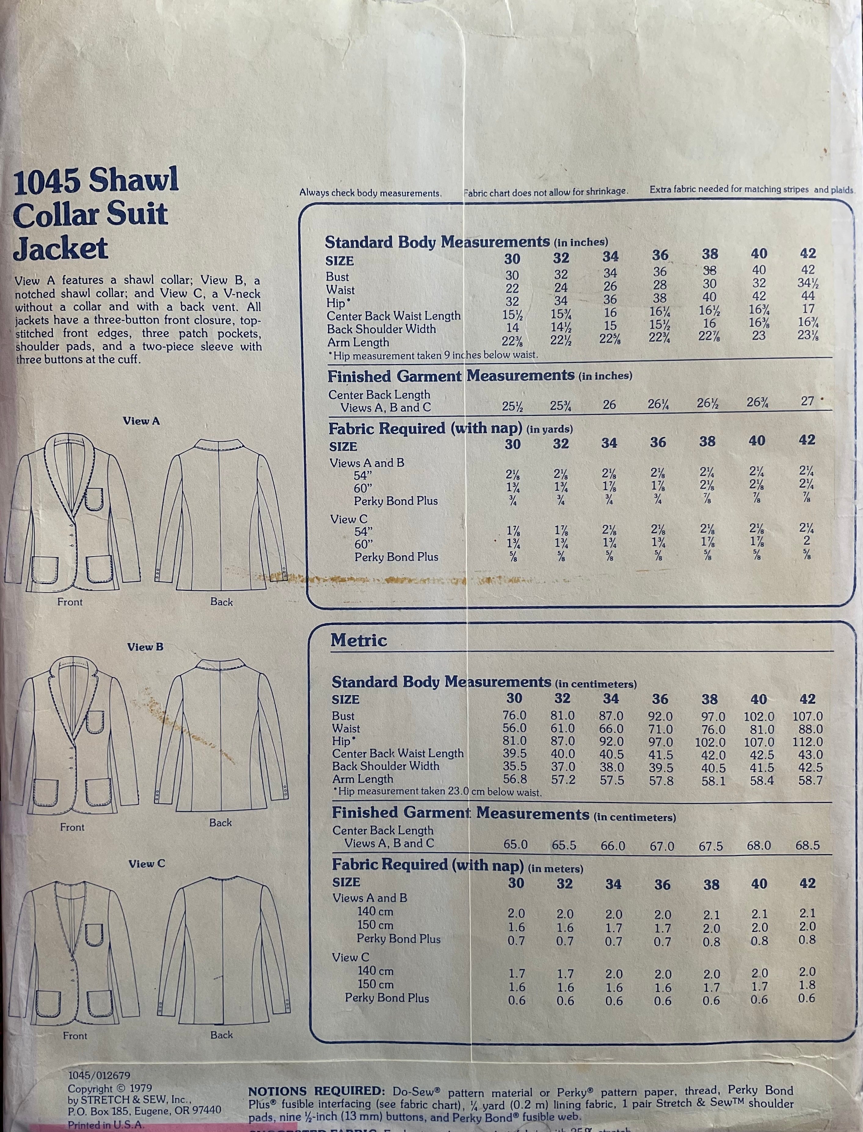 Stretch & Sew 1045 Sewing Pattern (Vintage) UNCUT
