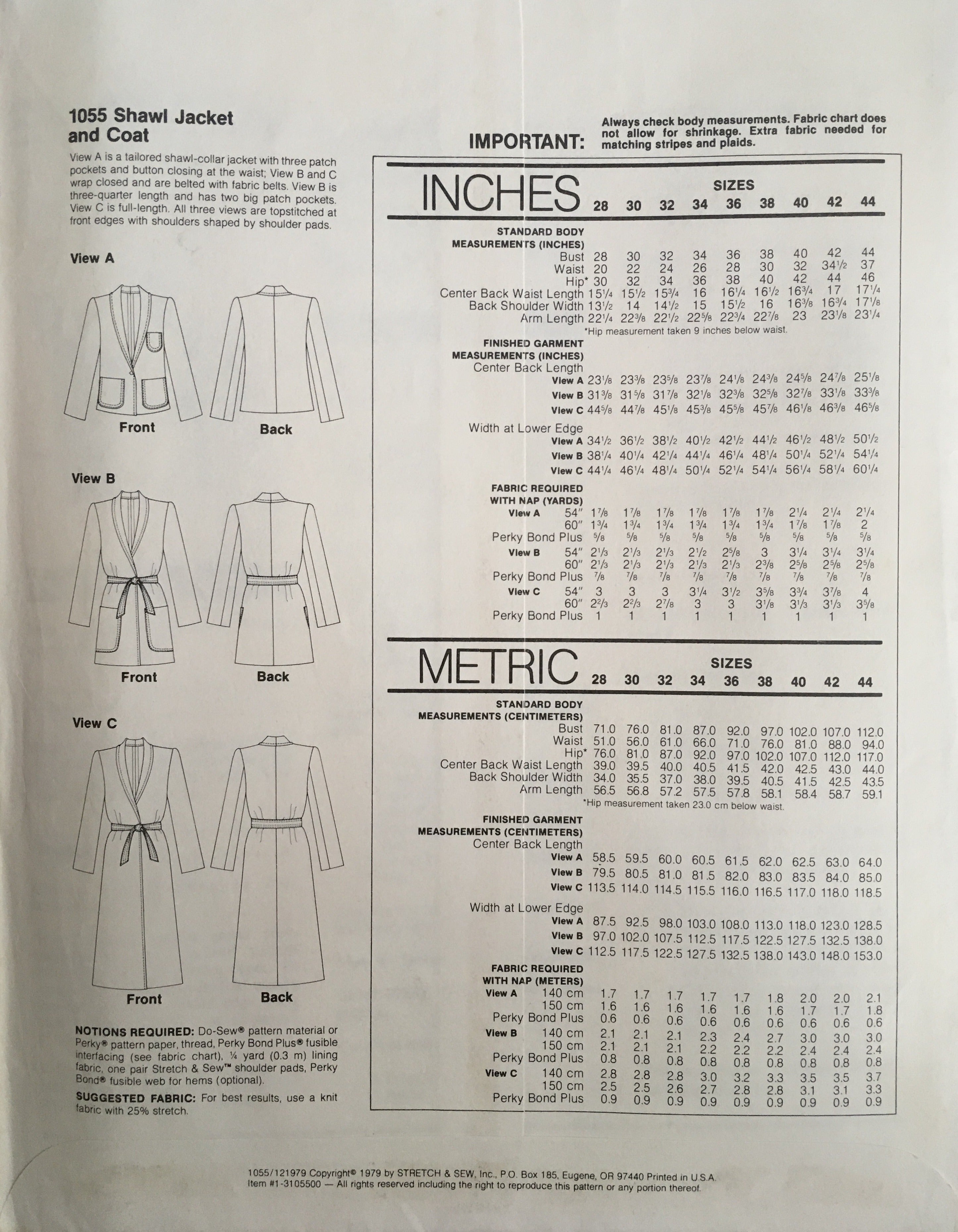 Stretch & Sew 1055 Sewing Pattern (Vintage) UNCUT