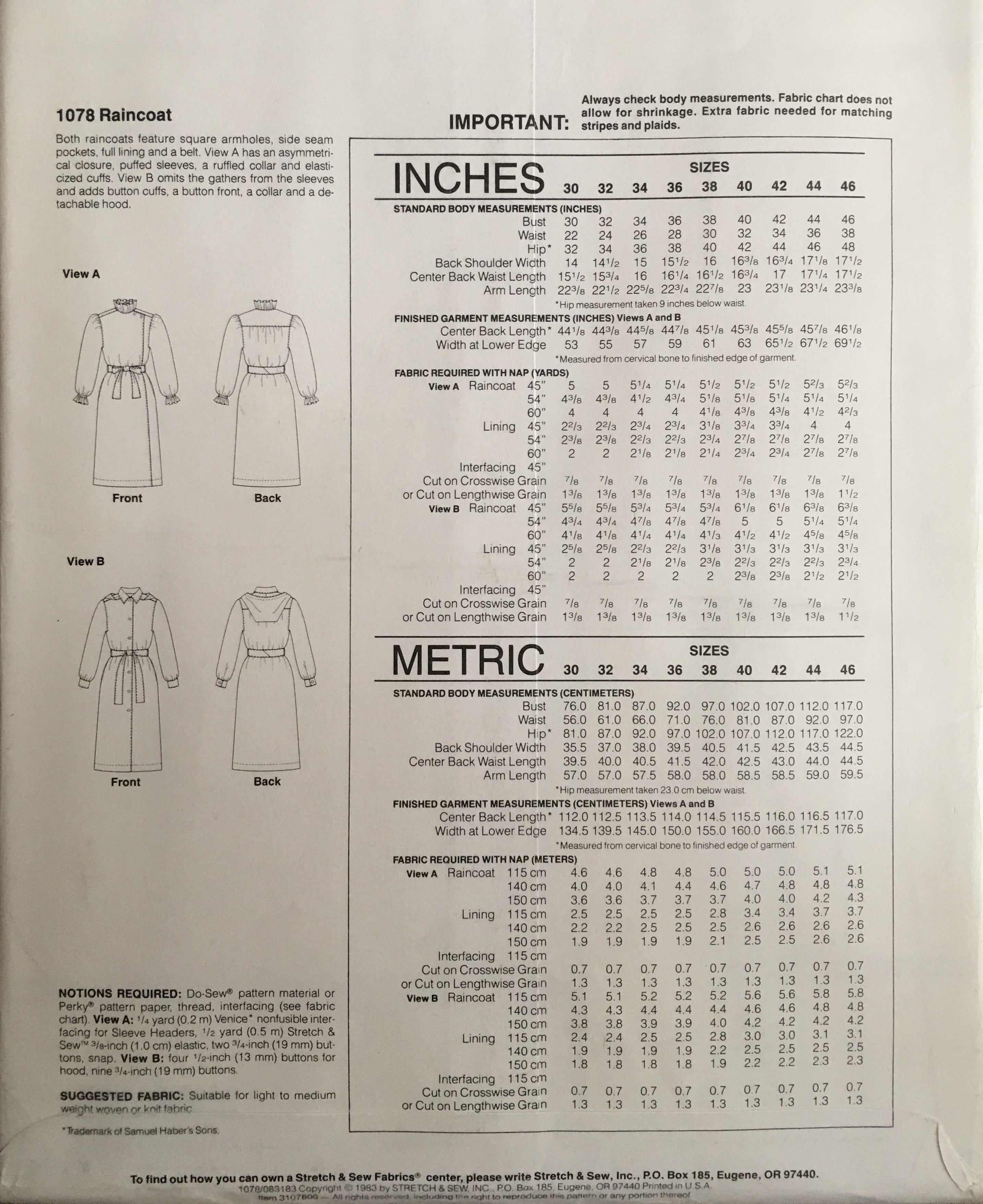 Stretch & Sew 1078 Sewing Pattern (Vintage) UNCUT