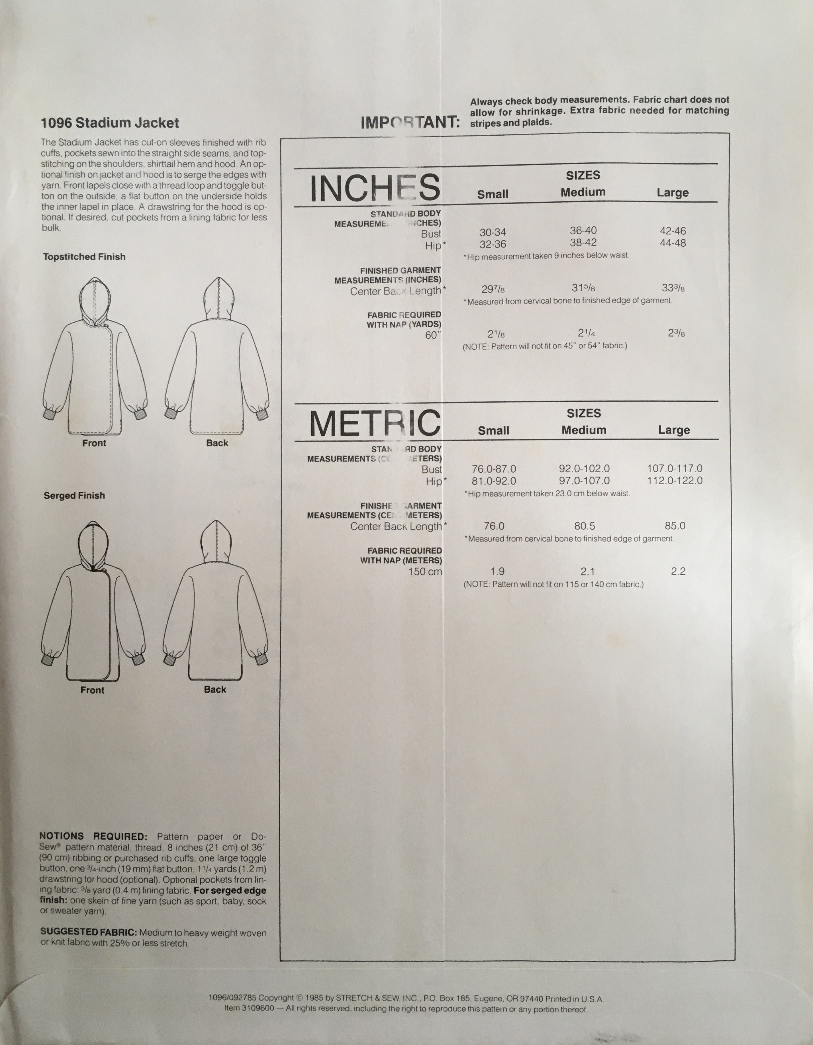 Stretch & Sew 1096 Sewing Pattern (Vintage) UNCUT