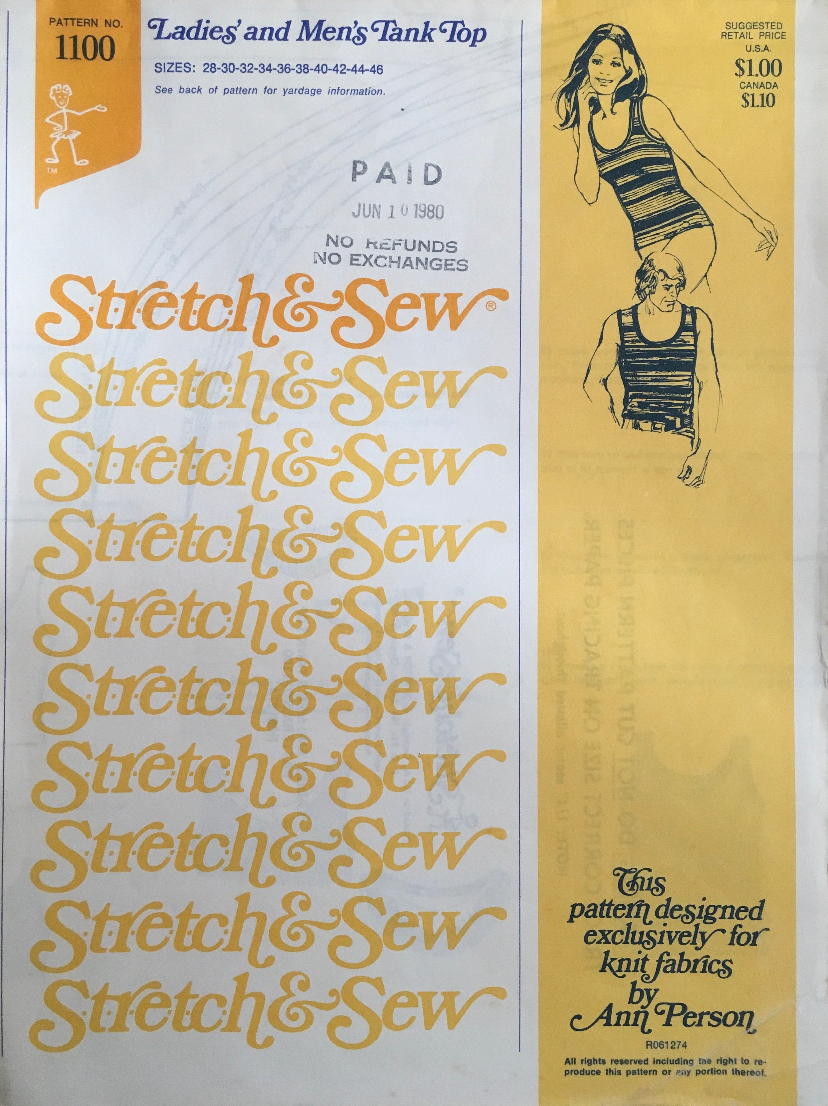 Stretch & Sew 1100 Sewing Pattern (Vintage) UNCUT