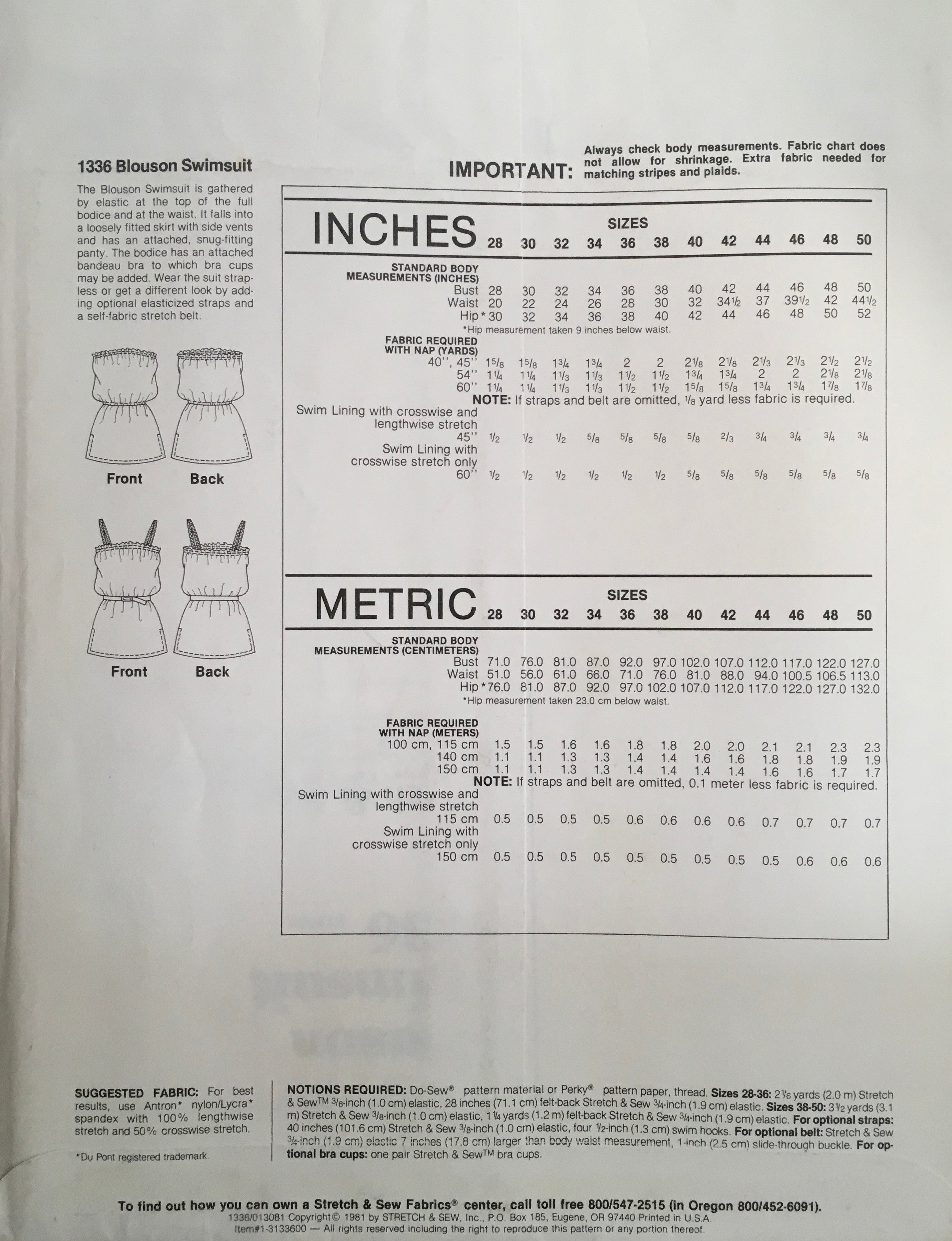 Stretch & Sew 1336 Sewing Pattern (Vintage) UNCUT