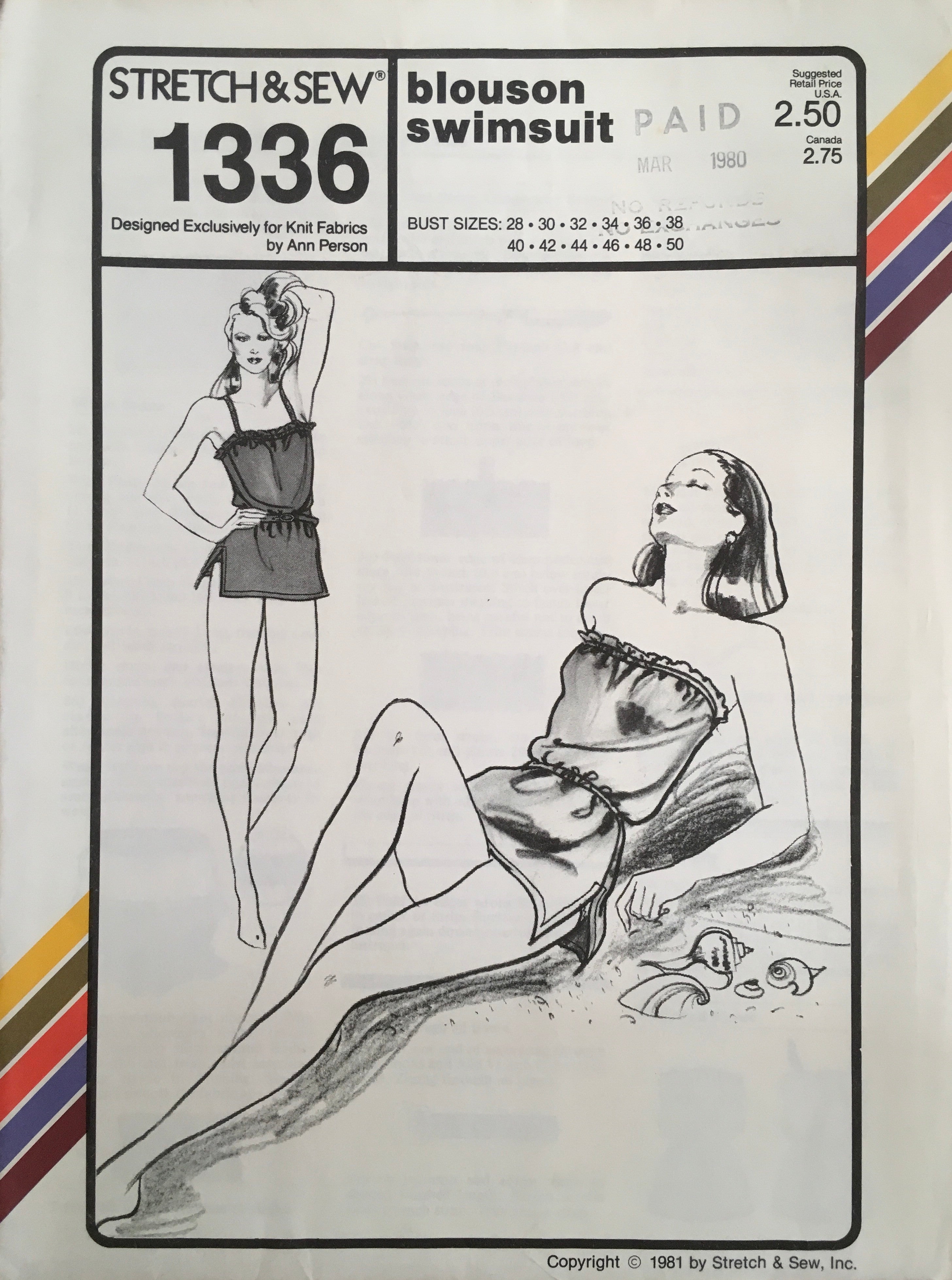 Stretch & Sew 1336 Sewing Pattern (Vintage) UNCUT