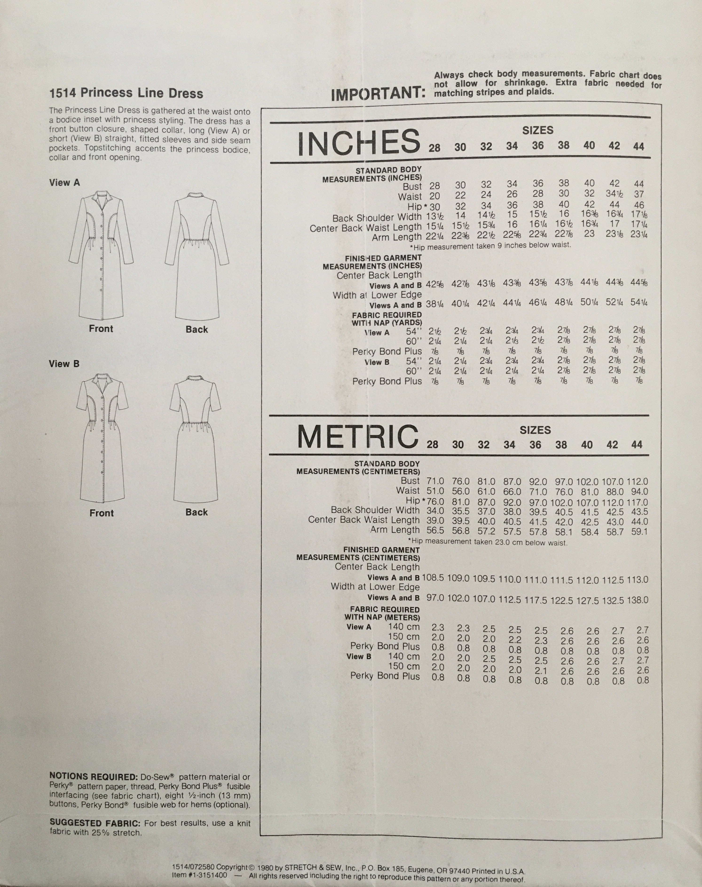 Stretch & Sew 1514 Sewing Pattern (Vintage) UNCUT