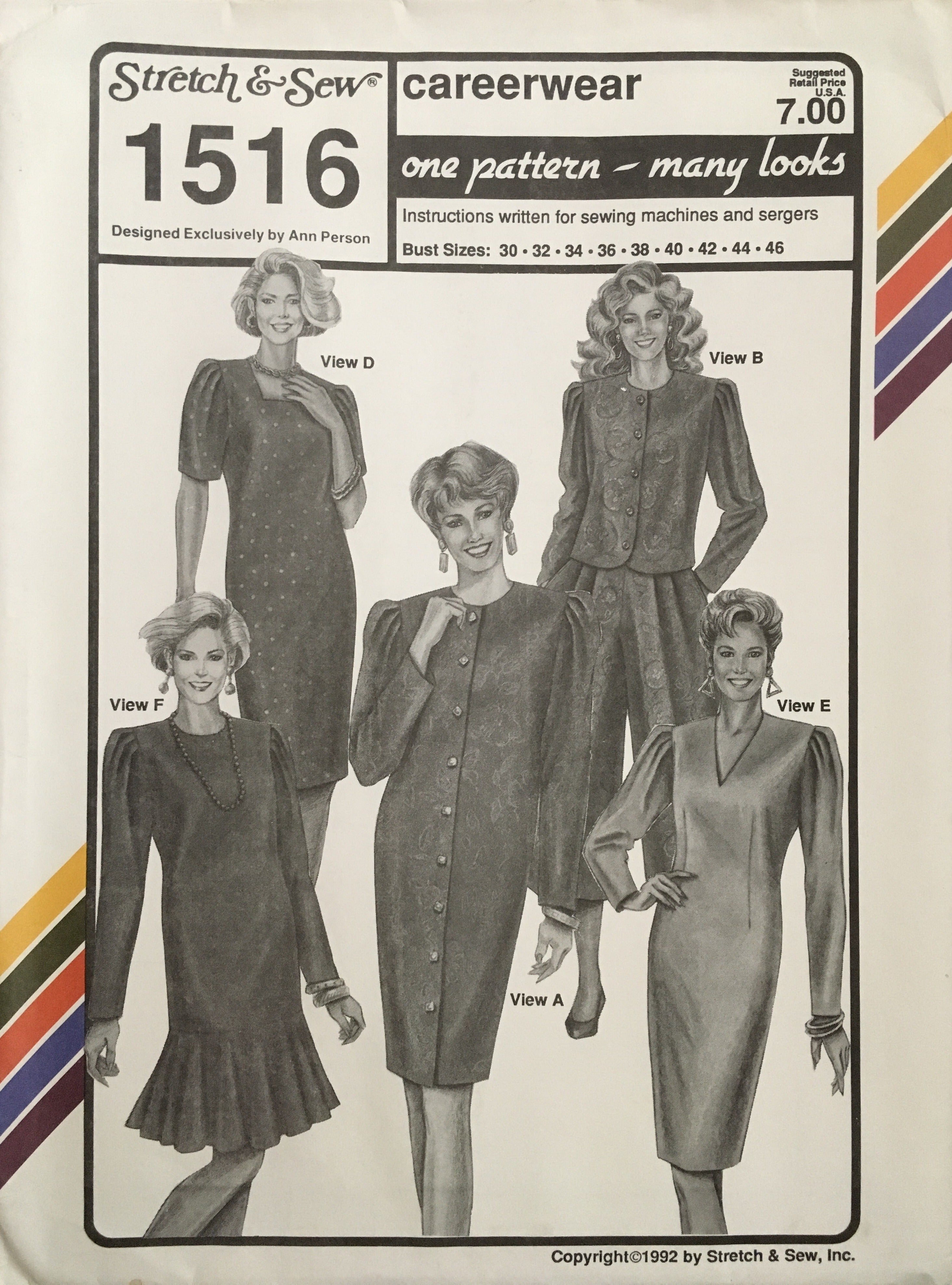 Stretch & Sew 1516 Sewing Pattern (Vintage) UNCUT