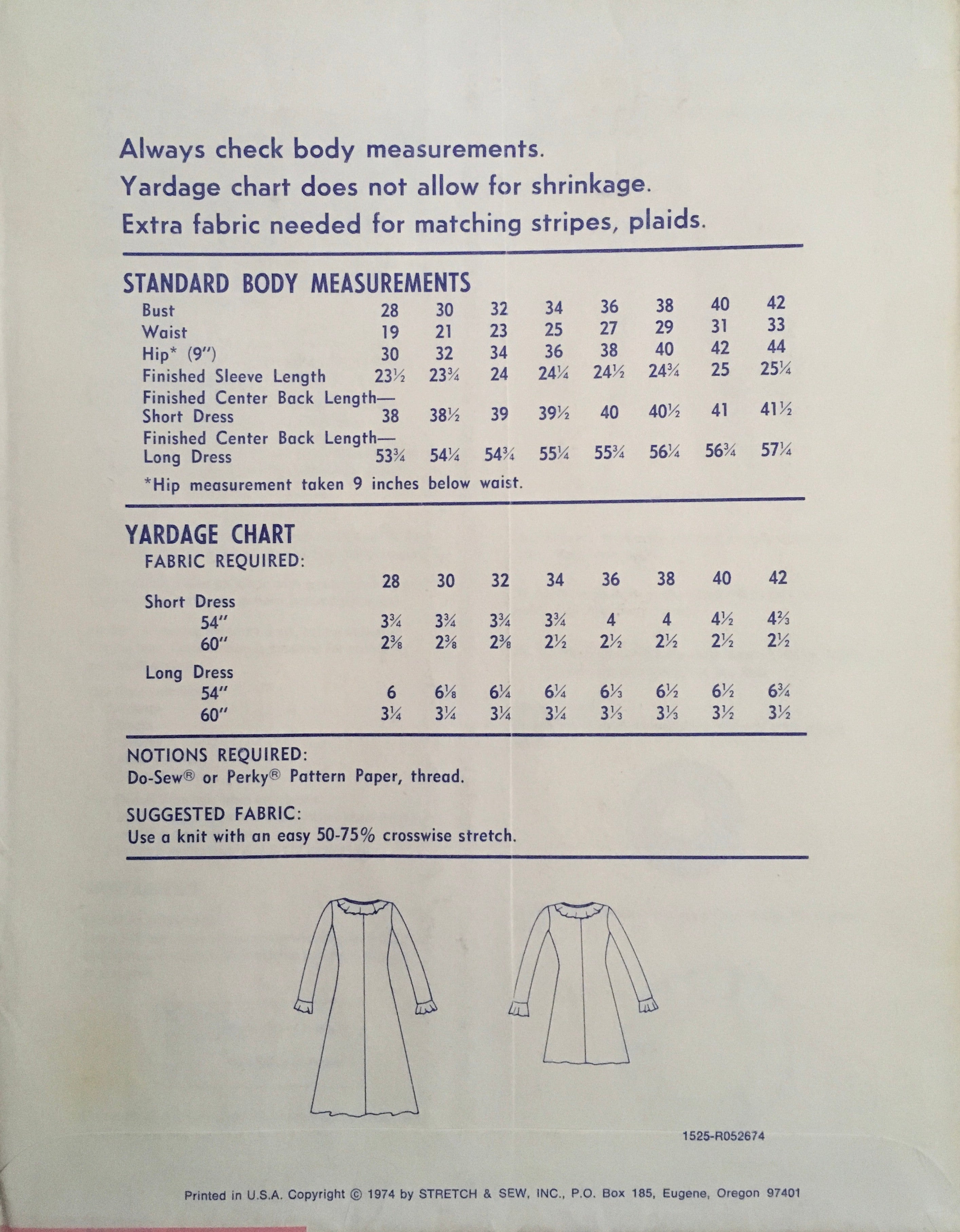 Stretch & Sew 1525 Sewing Pattern (Vintage) UNCUT