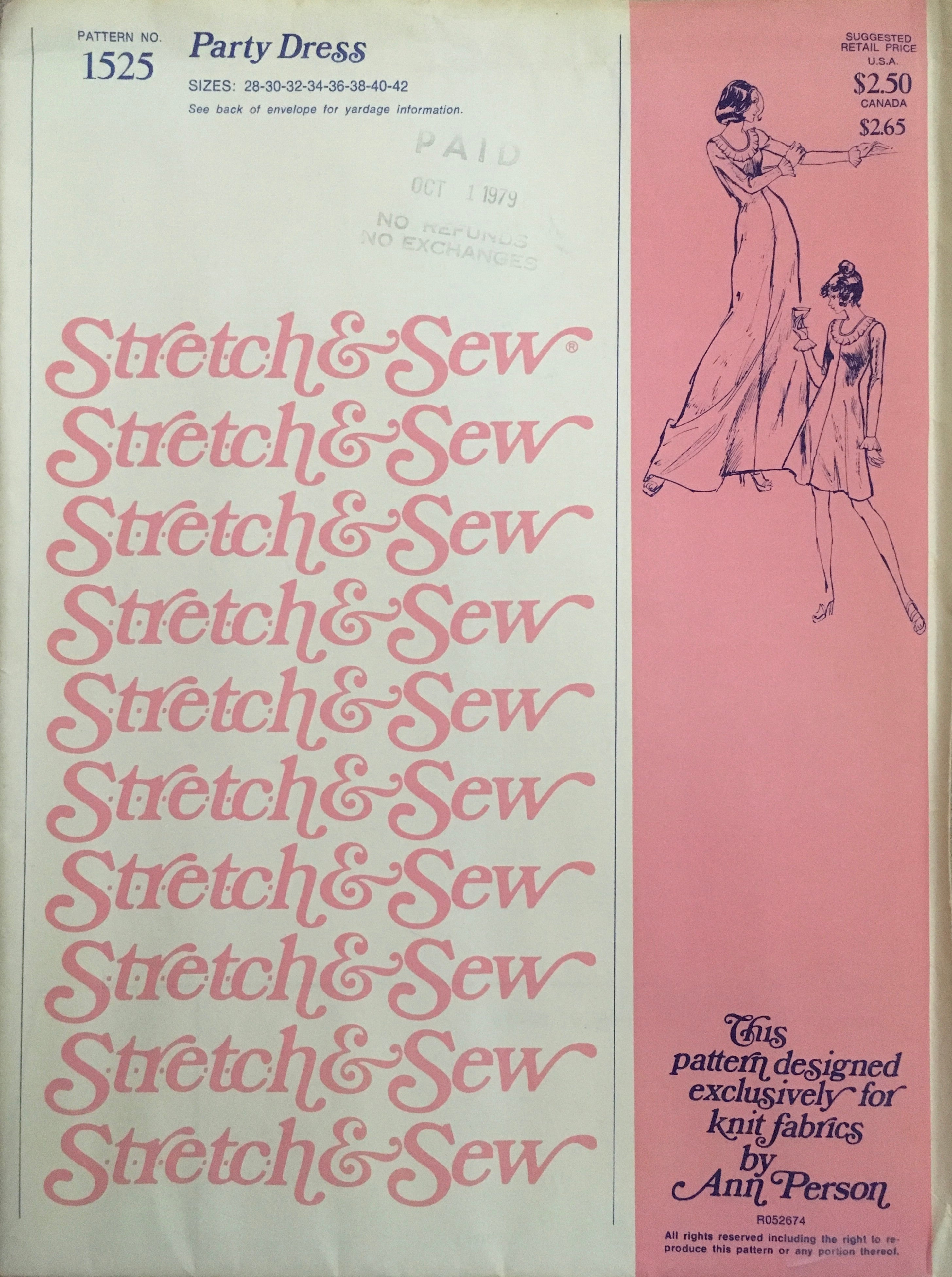 Stretch & Sew 1525 Sewing Pattern (Vintage) UNCUT