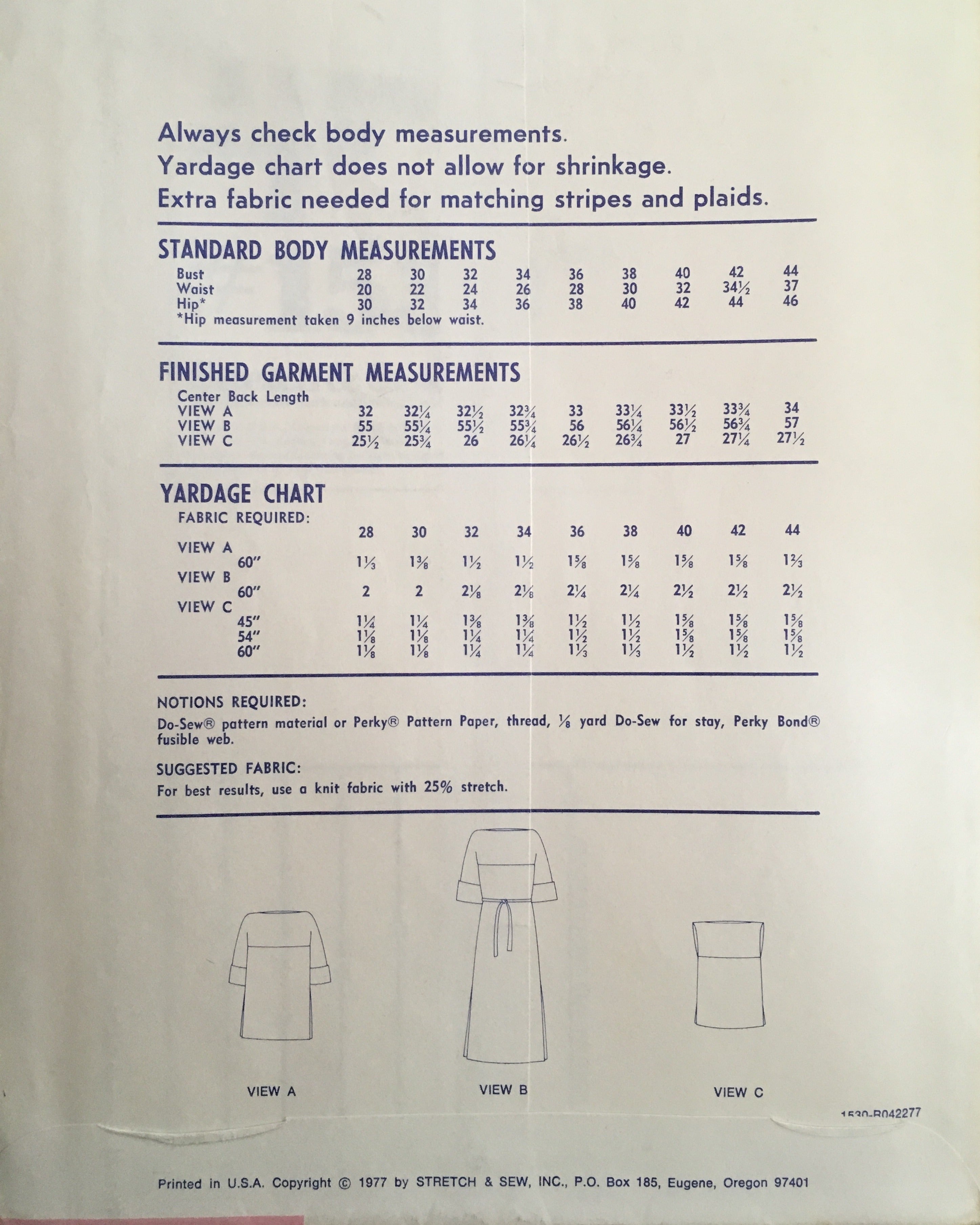 Stretch & Sew 1530 Sewing Pattern (Vintage) UNCUT