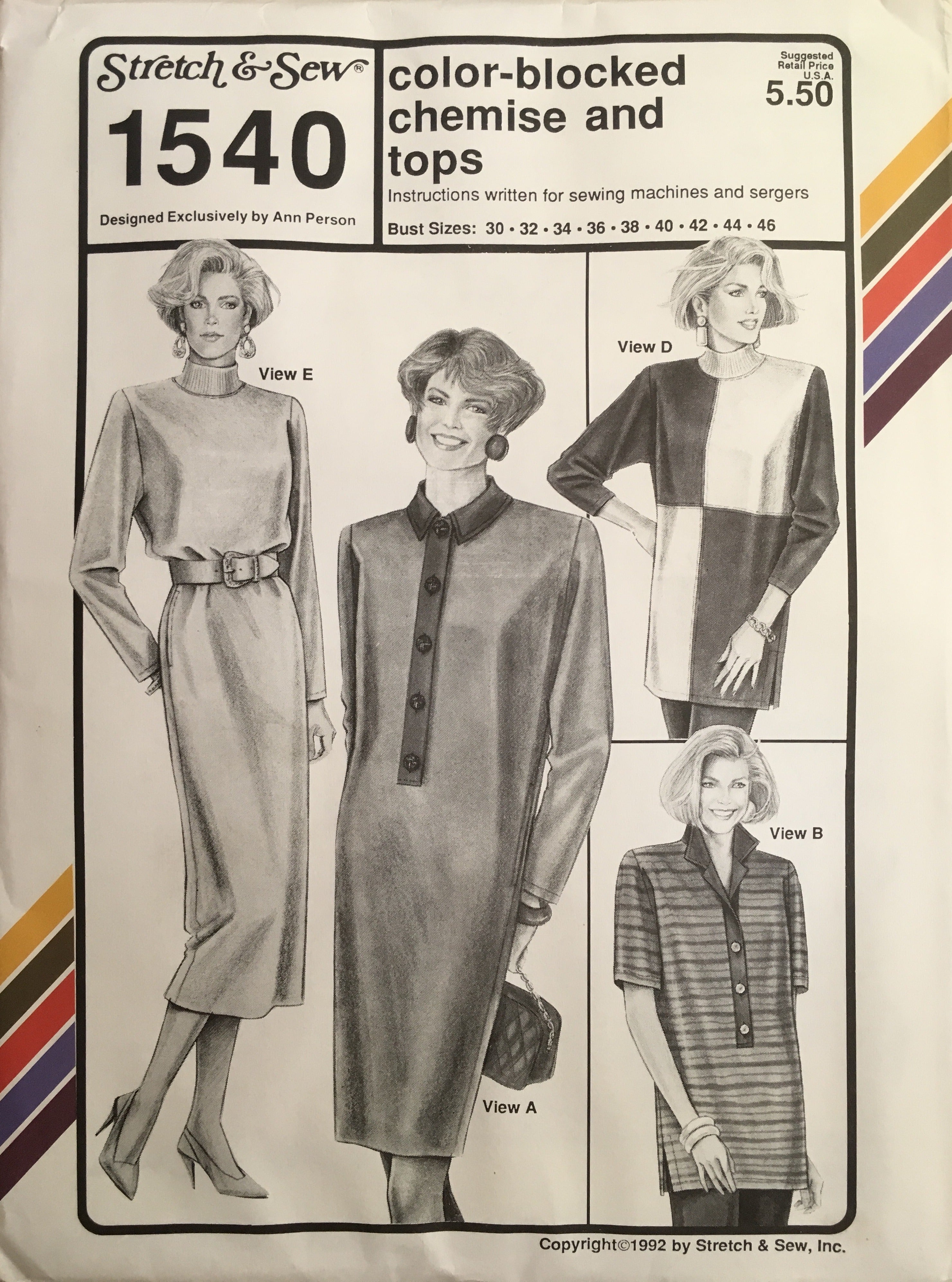 Stretch & Sew 1540 Sewing Pattern (Vintage) UNCUT