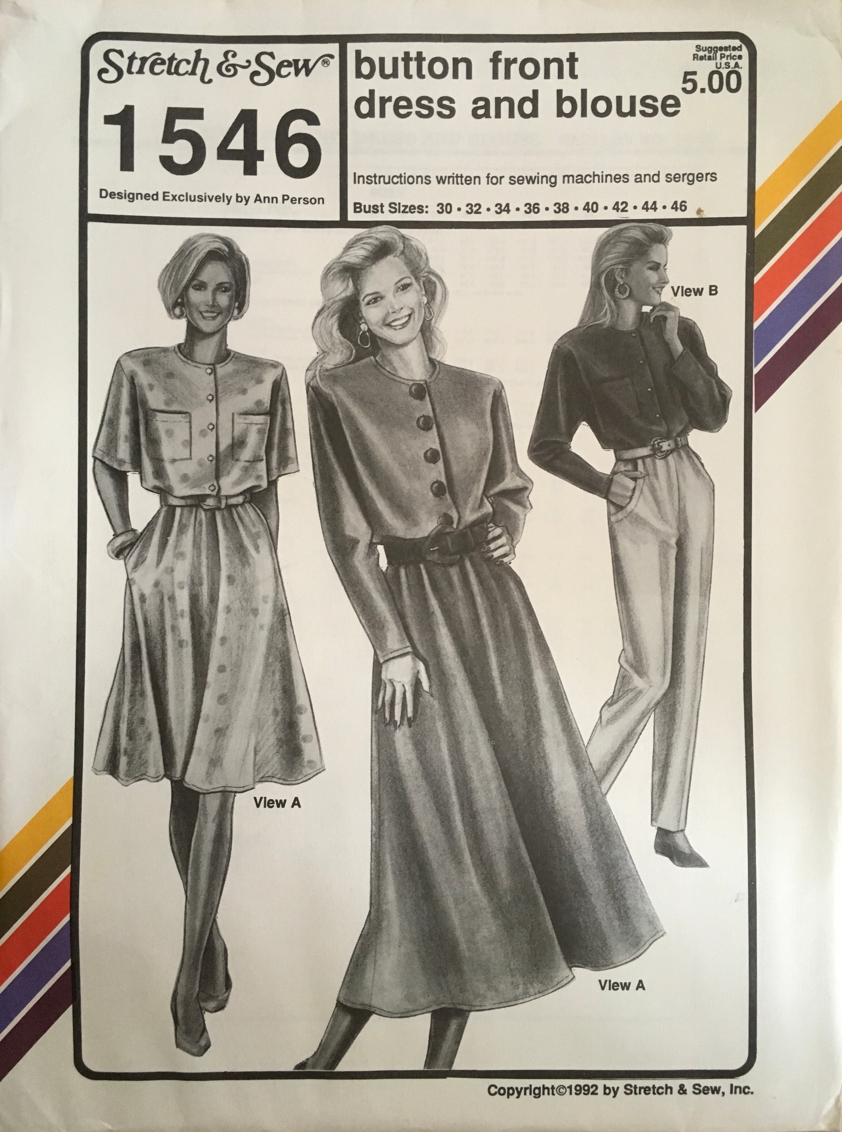 Stretch & Sew 1546 Sewing Pattern (Vintage) UNCUT